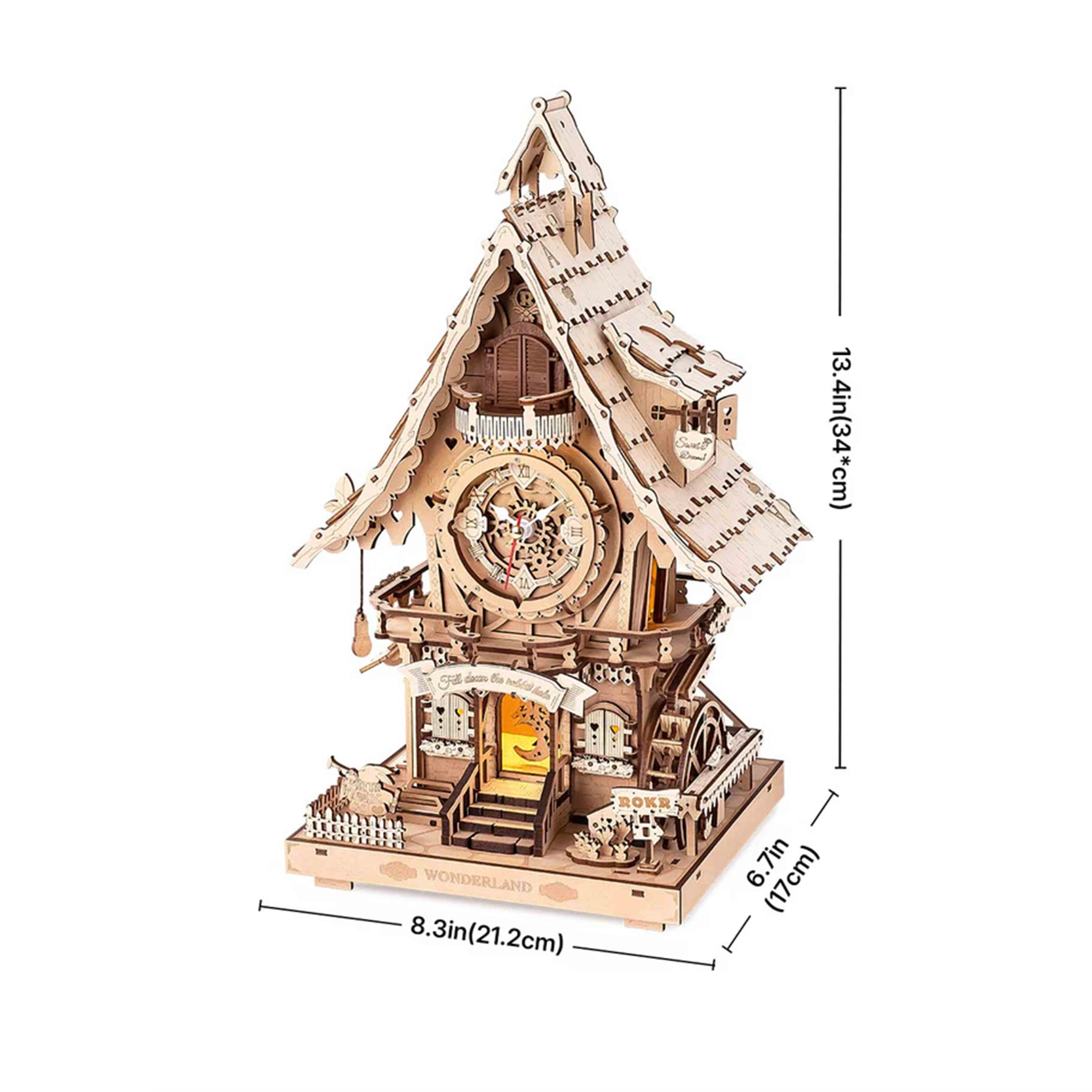 ROKR Cuckoo Clock Mechanical 3D Wooden Puzzle - LC901 | DIY Wooden Model Kit for Adults & Teens