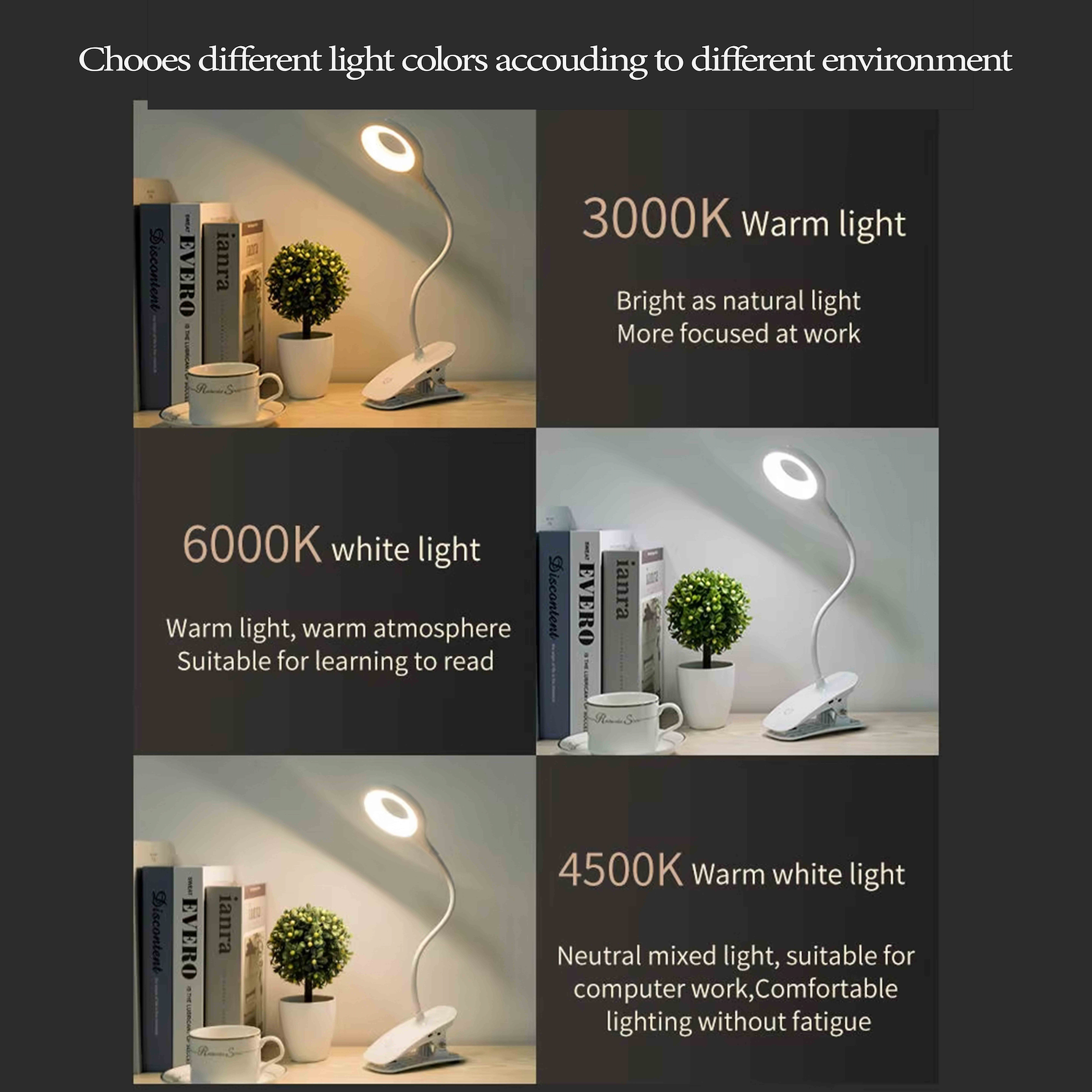 Rotated in 360 Degree Study Reading Light Detachable Desk Learning Lamp Design Removable Led Magnet Lamp