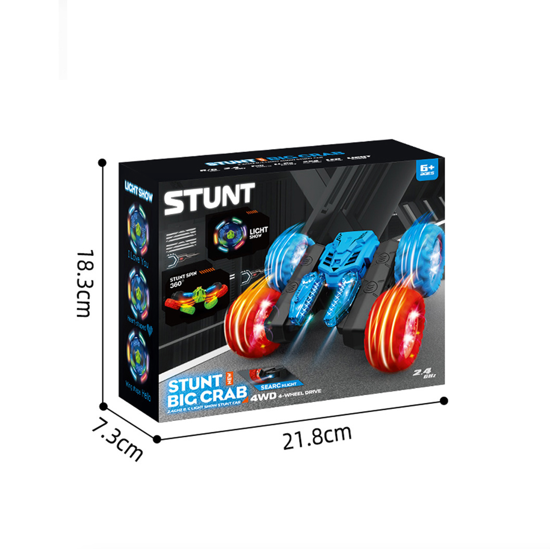 360° Rotating RC Car | Double-Sided 4WD All-Terrain Remote Control Car with LED Lights for Boys & Kids - Blue