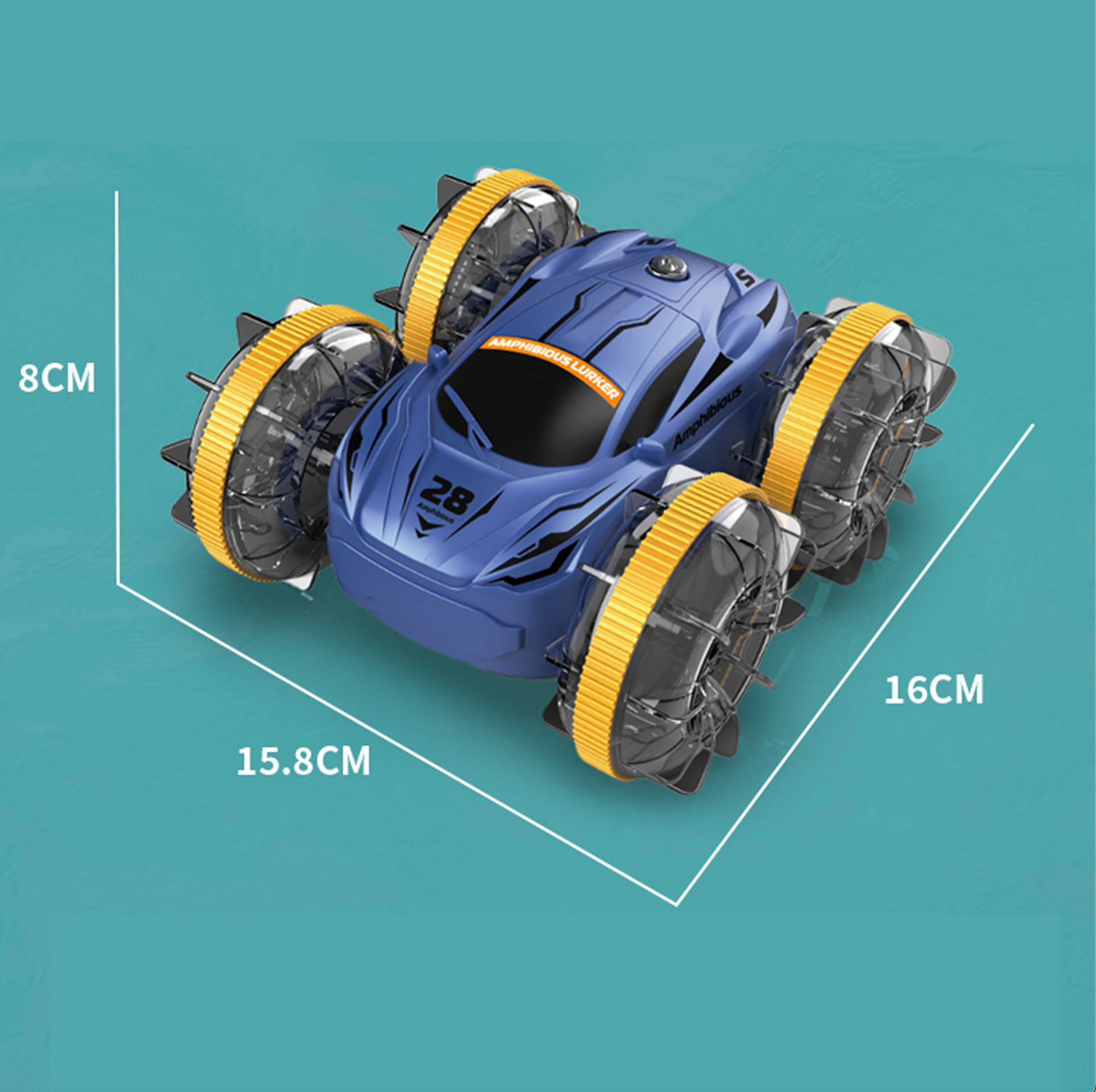 Amphibious RC Car 2 in 1 | 4WD All-Terrain Remote Control Stunt Car with Waterproof Design for Boys-Blue