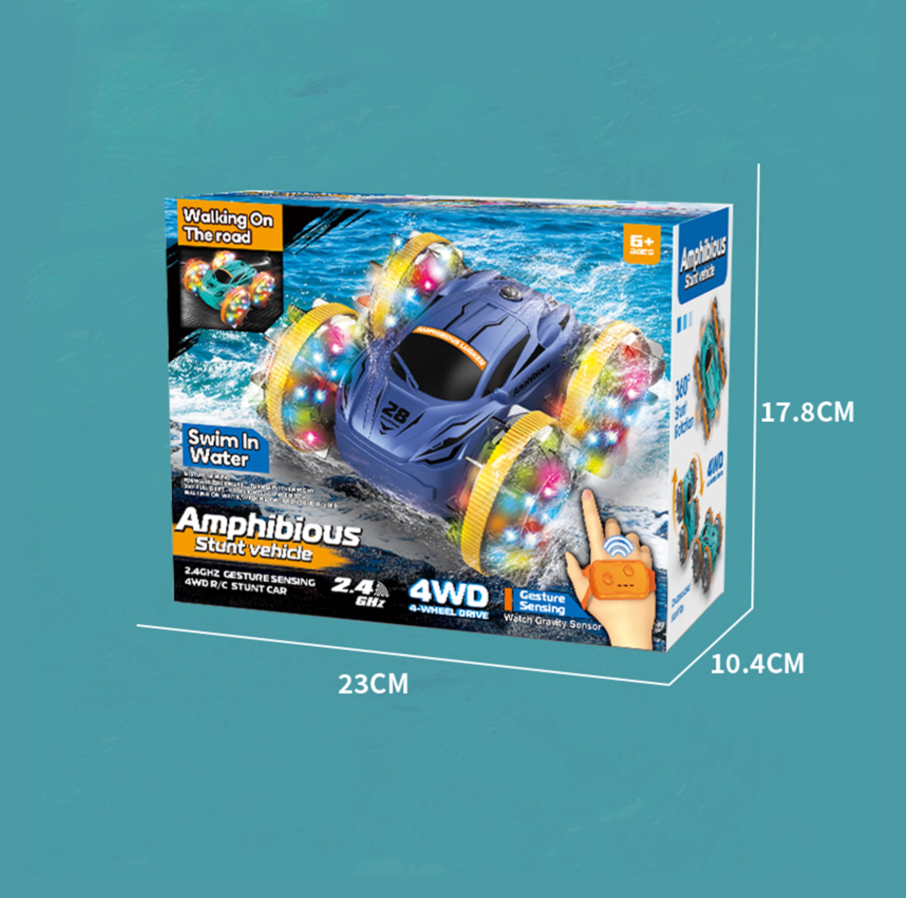 Amphibious RC Car 2 in 1 | 4WD All-Terrain Remote Control Stunt Car with Waterproof Design for Boys-Green