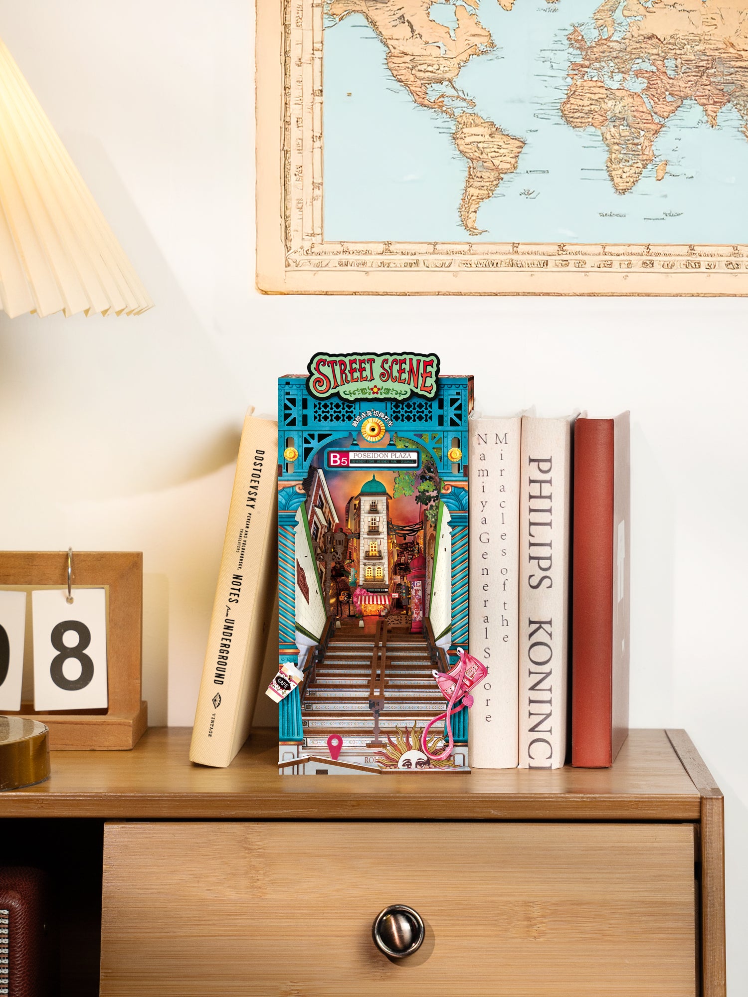 Rolife Street Scene DIY Book Nook Shelf Insert - TGB13 | 3D Miniature Alleyway with LED Lights for Bookshelves