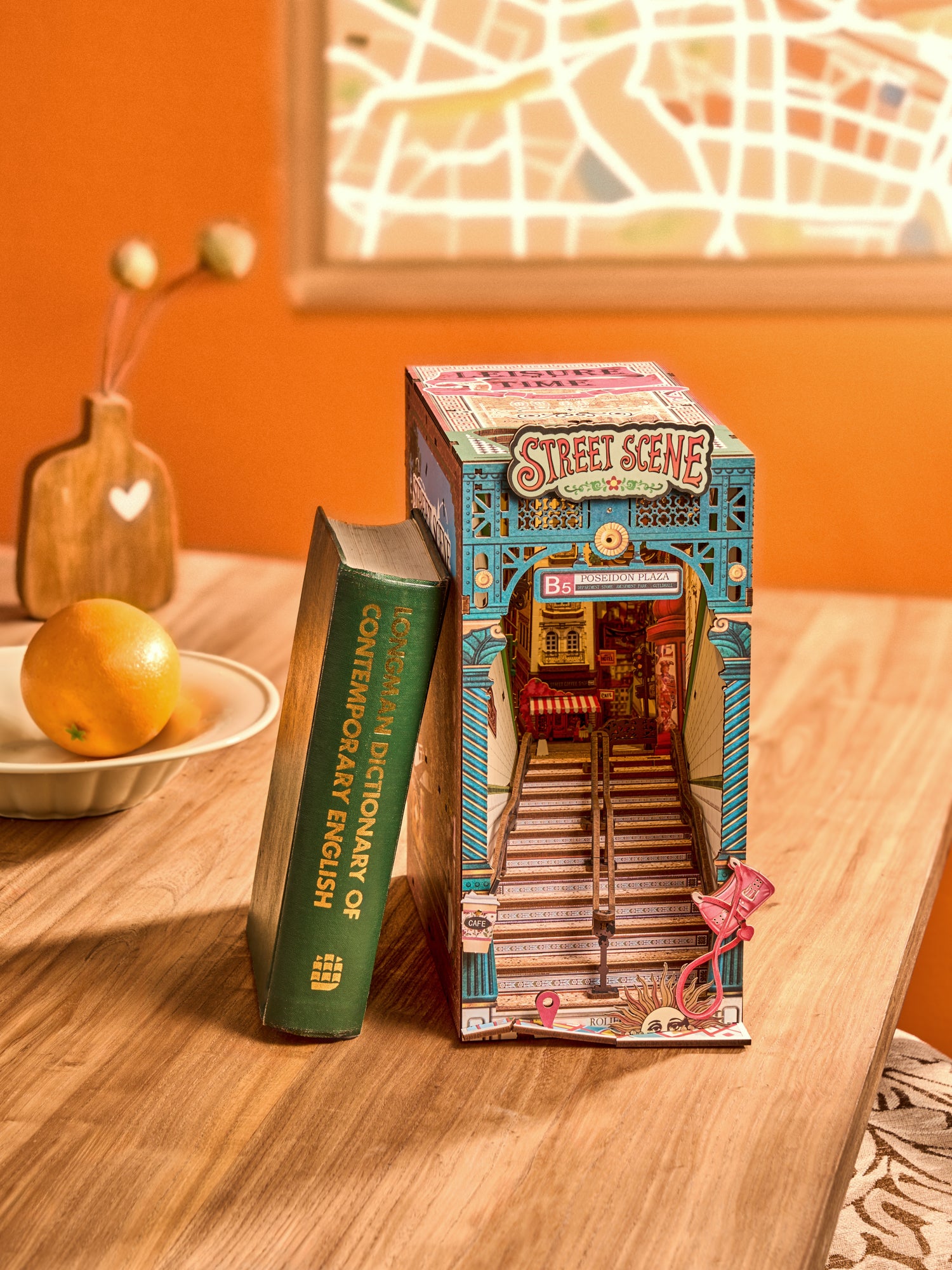 Rolife Street Scene DIY Book Nook Shelf Insert - TGB13 | 3D Miniature Alleyway with LED Lights for Bookshelves