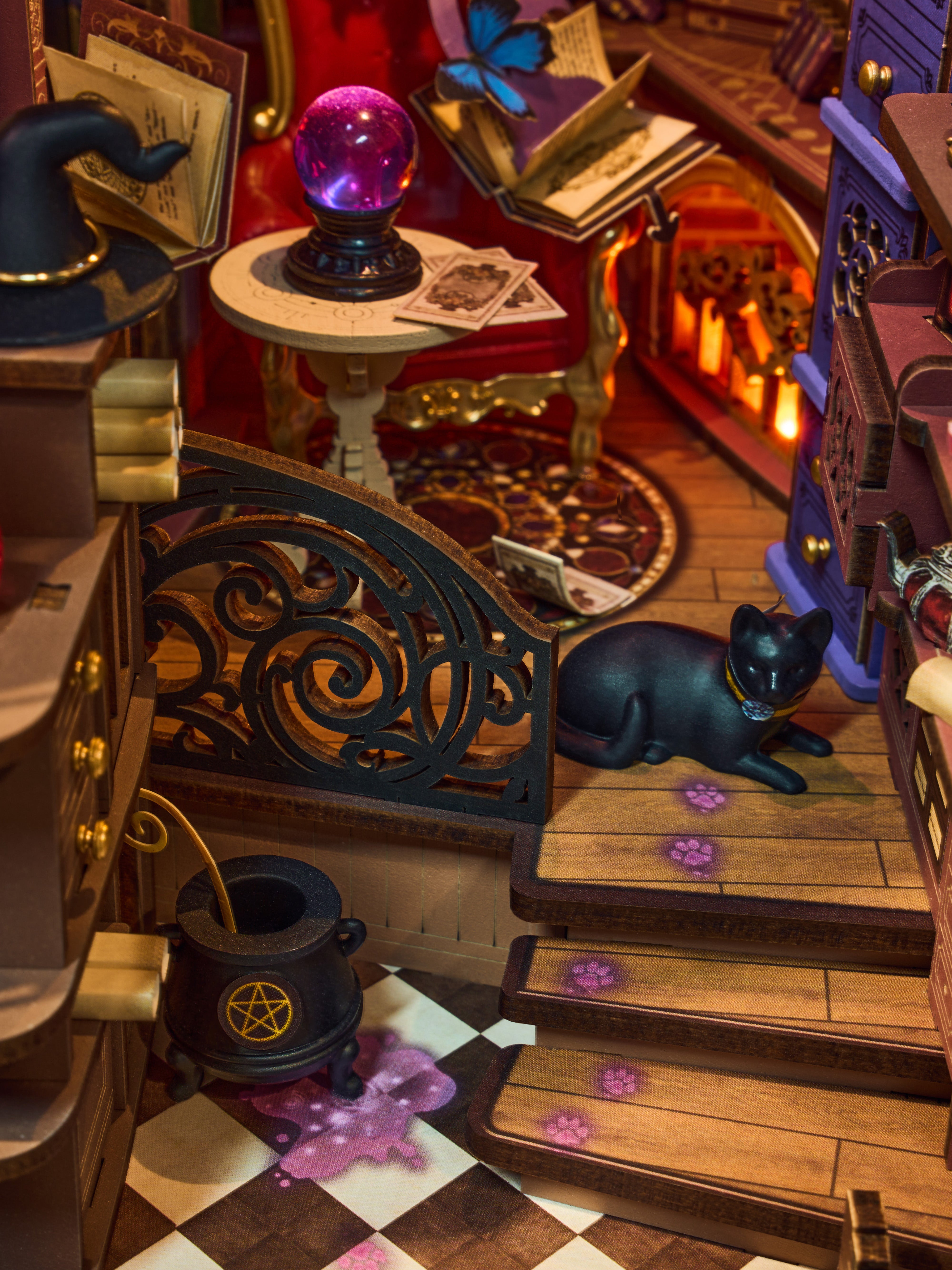 Rolife TGB14 Magic Fantasy Corner DIY Book Nook | 3D Miniature Shelf Insert with LED Lights for Bookshelves