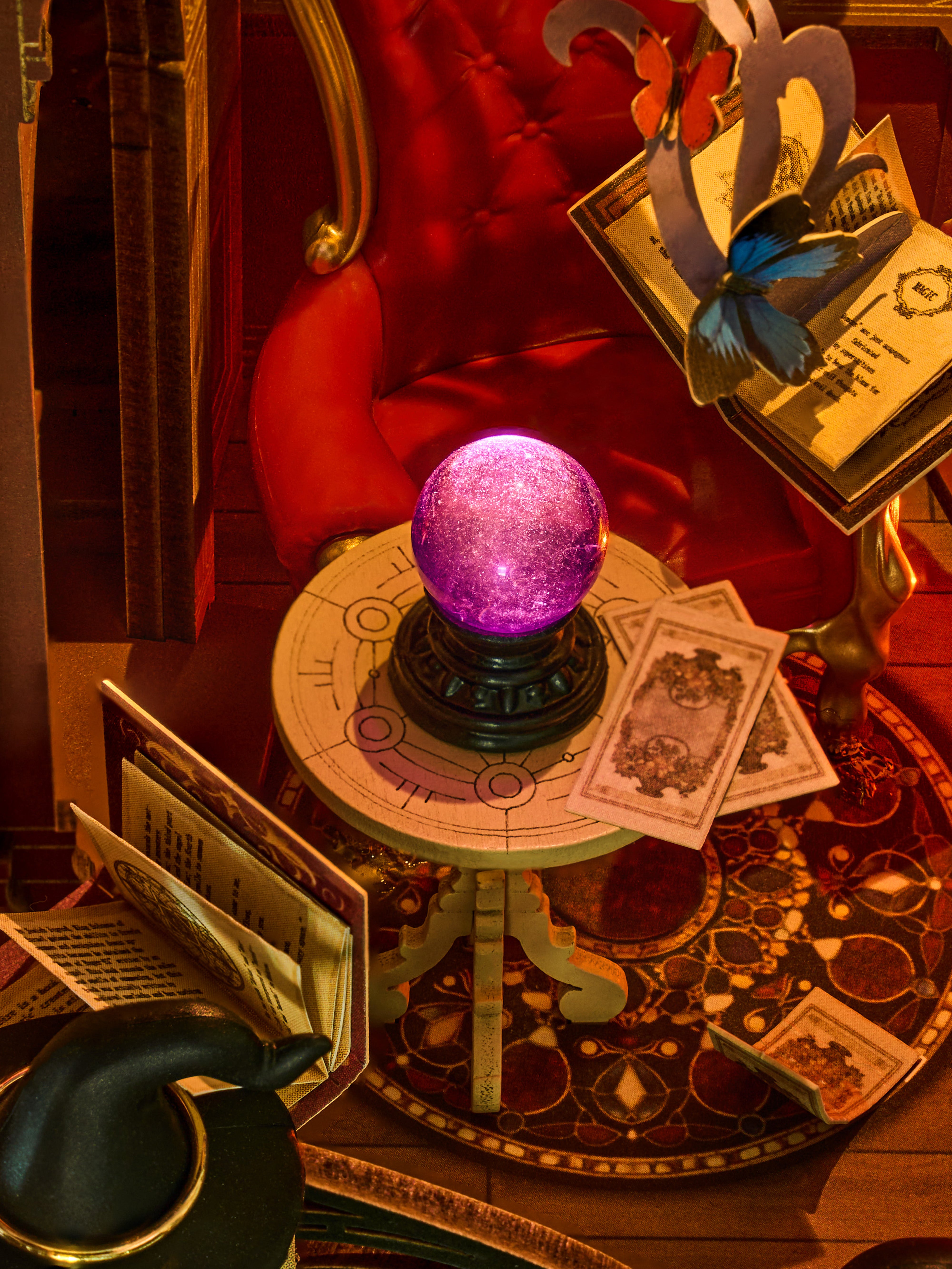 Rolife TGB14 Magic Fantasy Corner DIY Book Nook | 3D Miniature Shelf Insert with LED Lights for Bookshelves