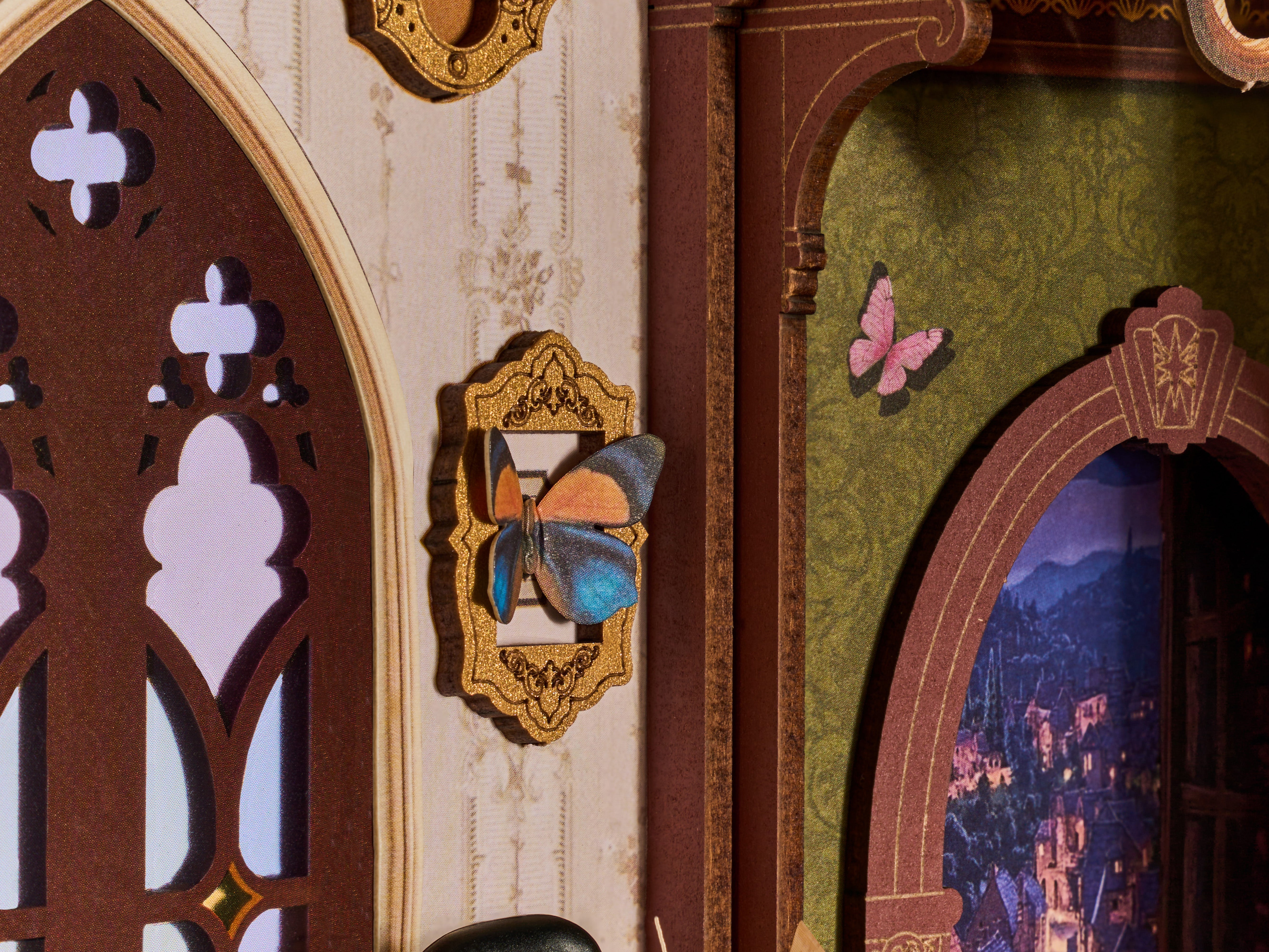 Rolife TGB14 Magic Fantasy Corner DIY Book Nook | 3D Miniature Shelf Insert with LED Lights for Bookshelves