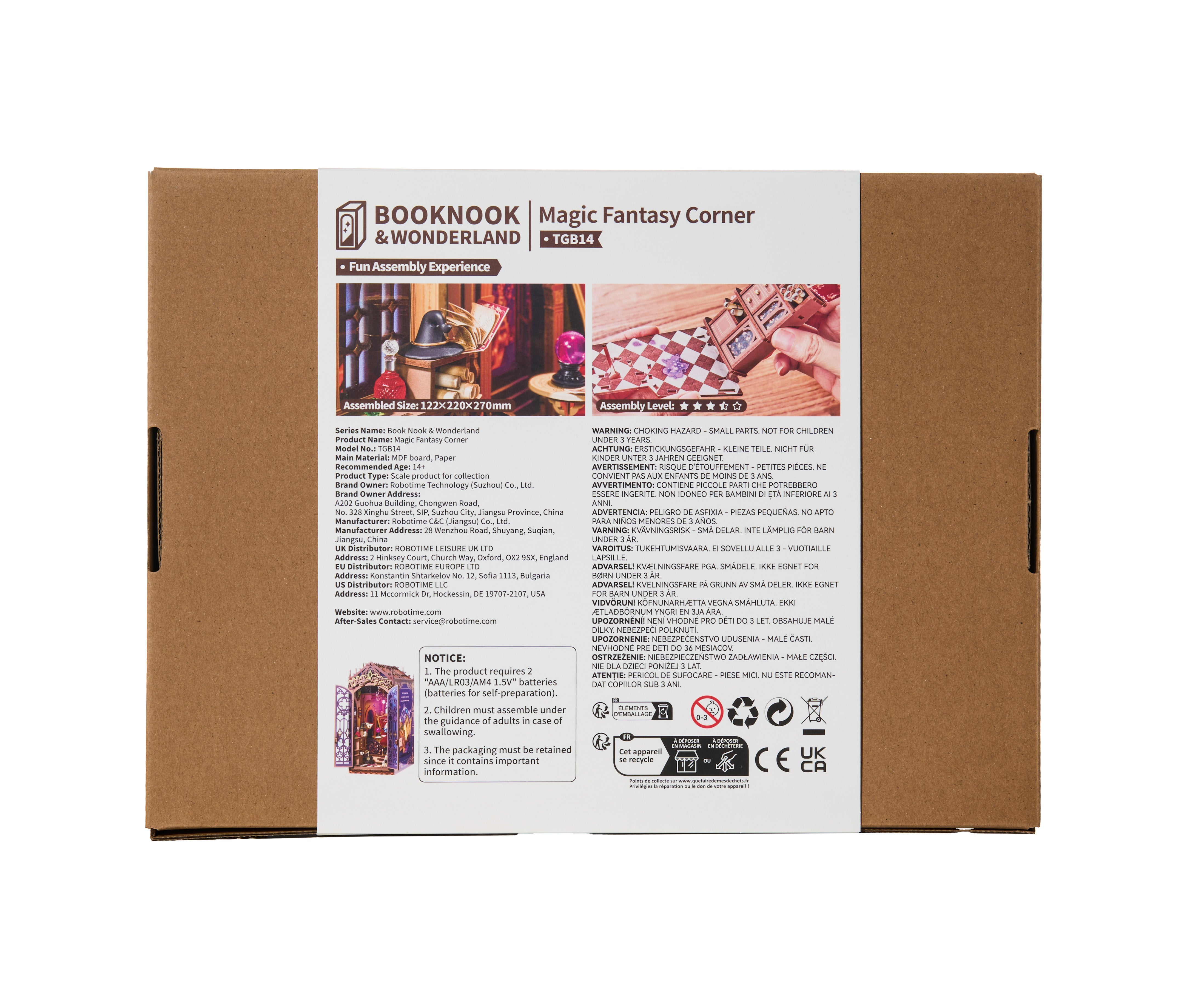 Rolife TGB14 Magic Fantasy Corner DIY Book Nook | 3D Miniature Shelf Insert with LED Lights for Bookshelves