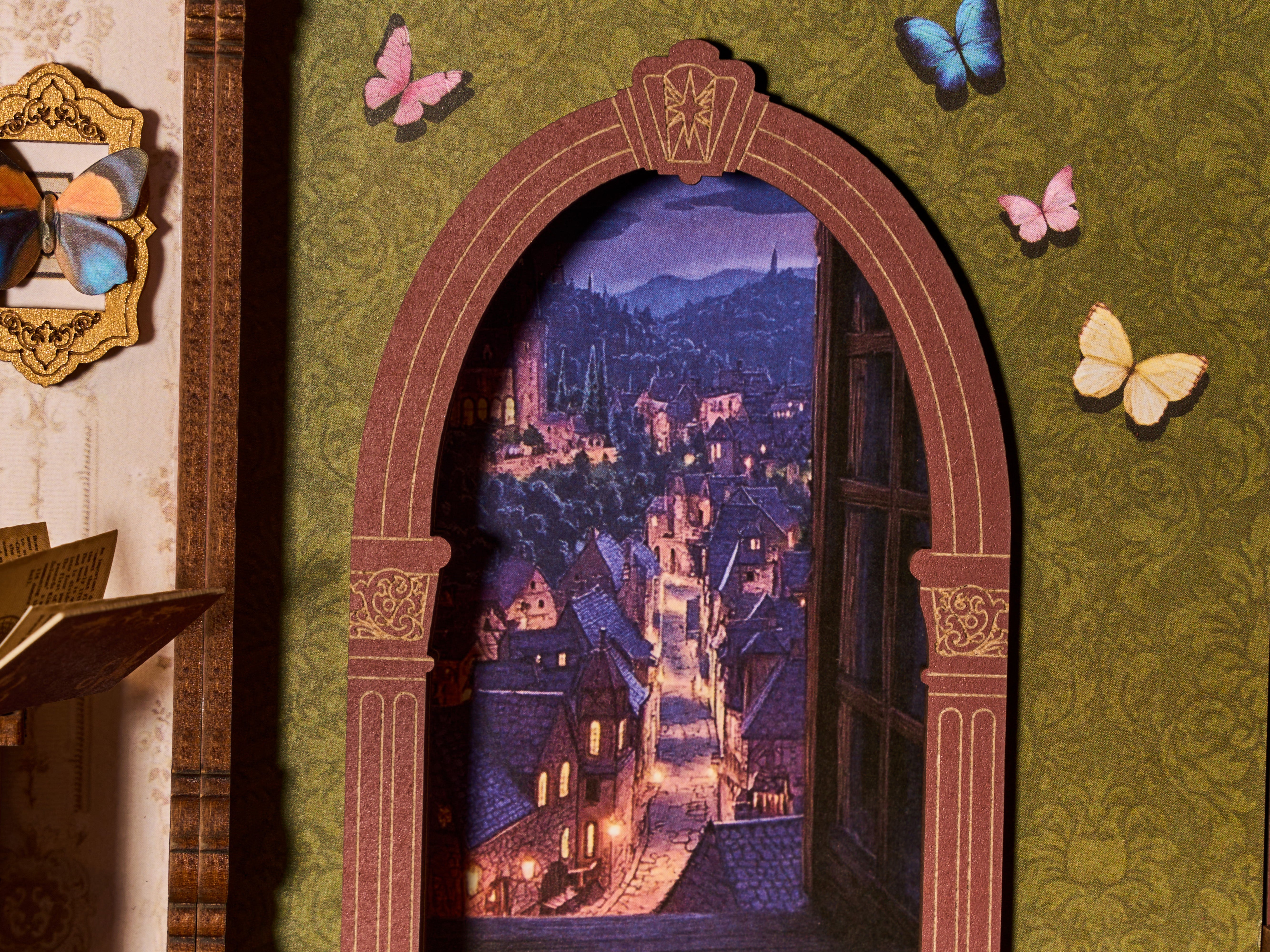 Rolife TGB14 Magic Fantasy Corner DIY Book Nook | 3D Miniature Shelf Insert with LED Lights for Bookshelves