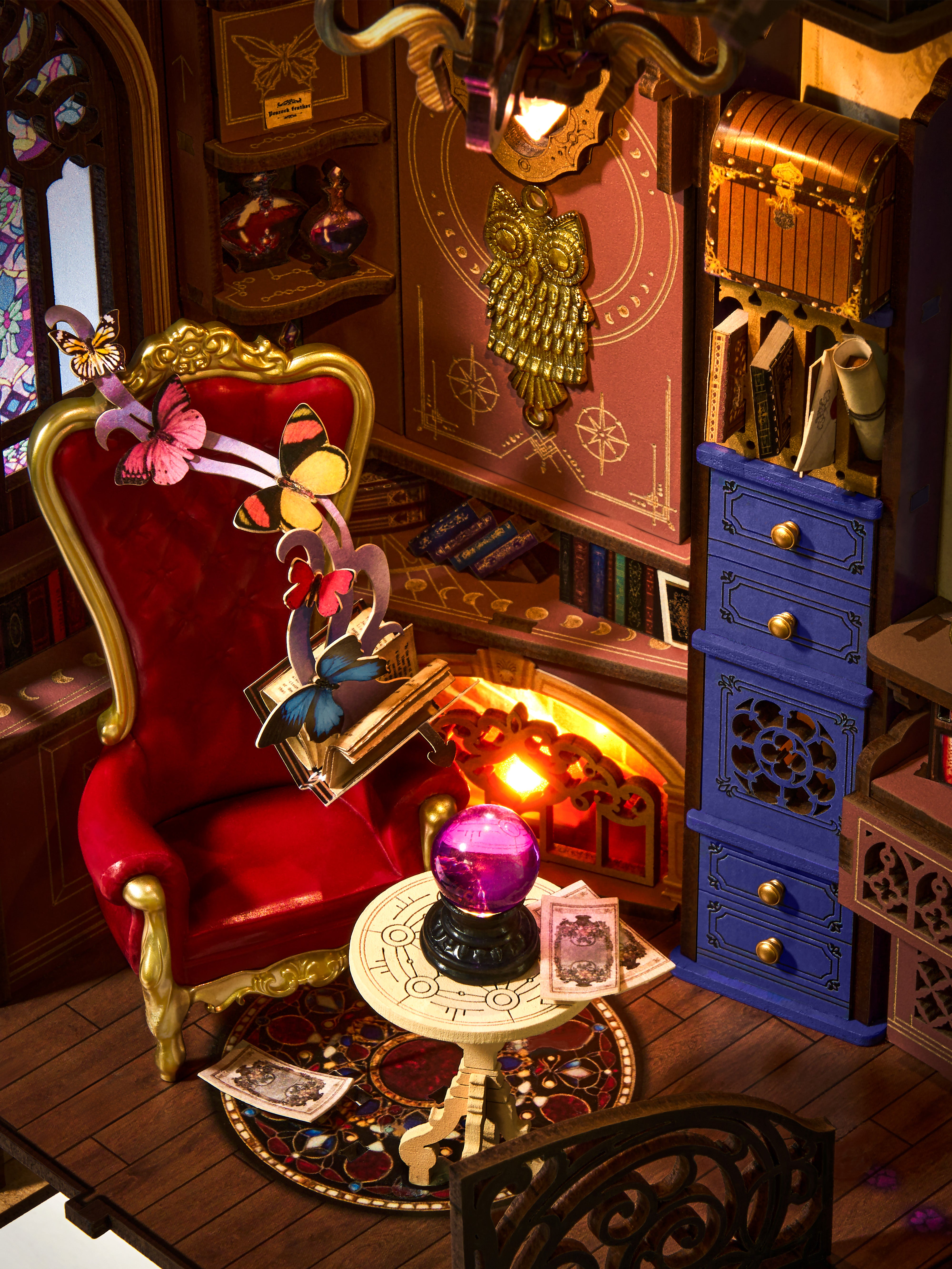 Rolife TGB14 Magic Fantasy Corner DIY Book Nook | 3D Miniature Shelf Insert with LED Lights for Bookshelves