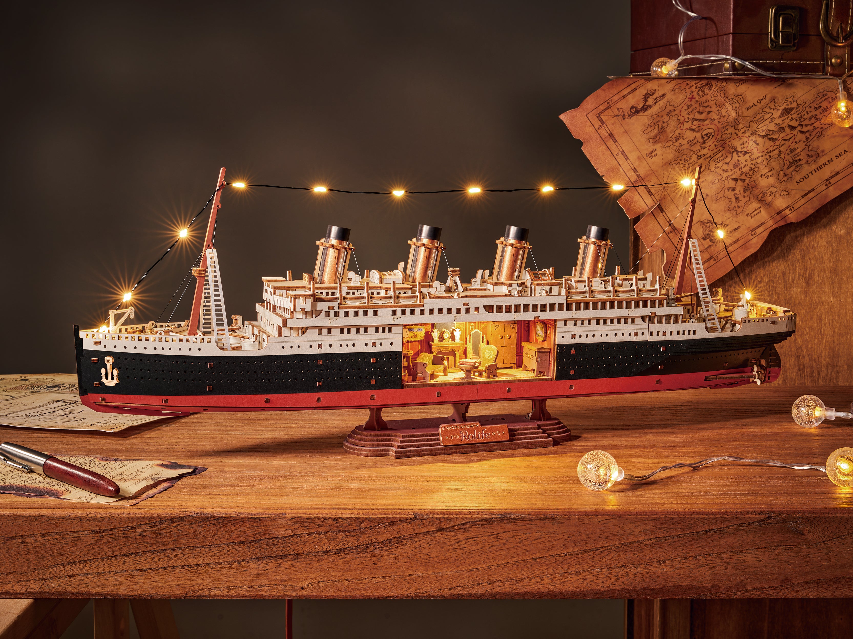 Rolife 1912 Eternal Atlantic Voyager 3D Wooden Puzzle - TGL02 | Titanic Memorial Model with LED Lights