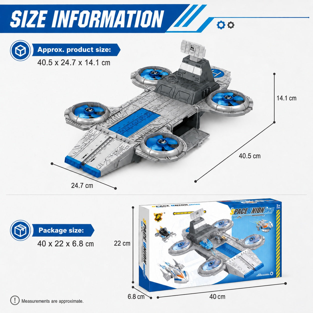 Space aircraft carrier playset size information