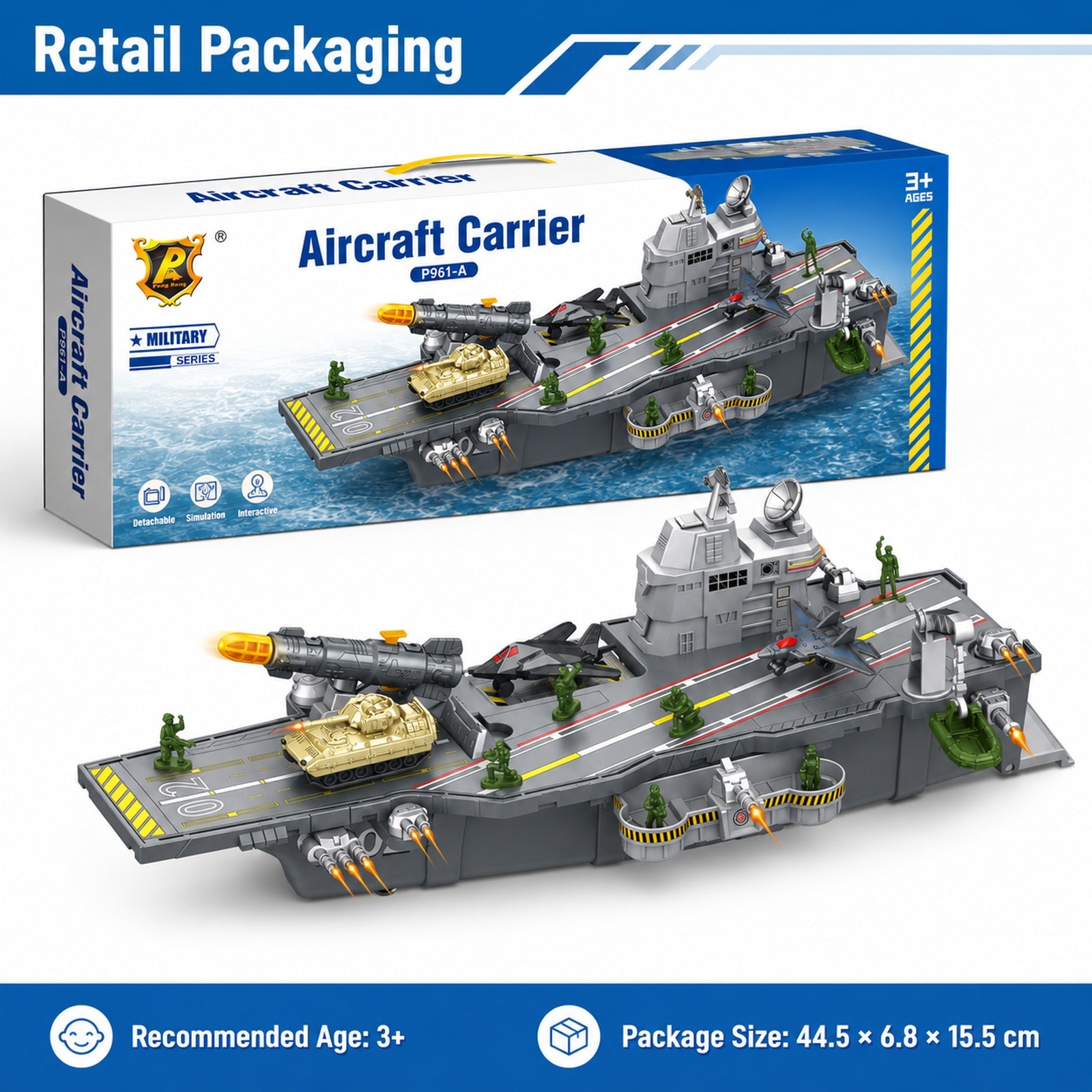 Aircraft carrier toy vehicle playset retail packaging