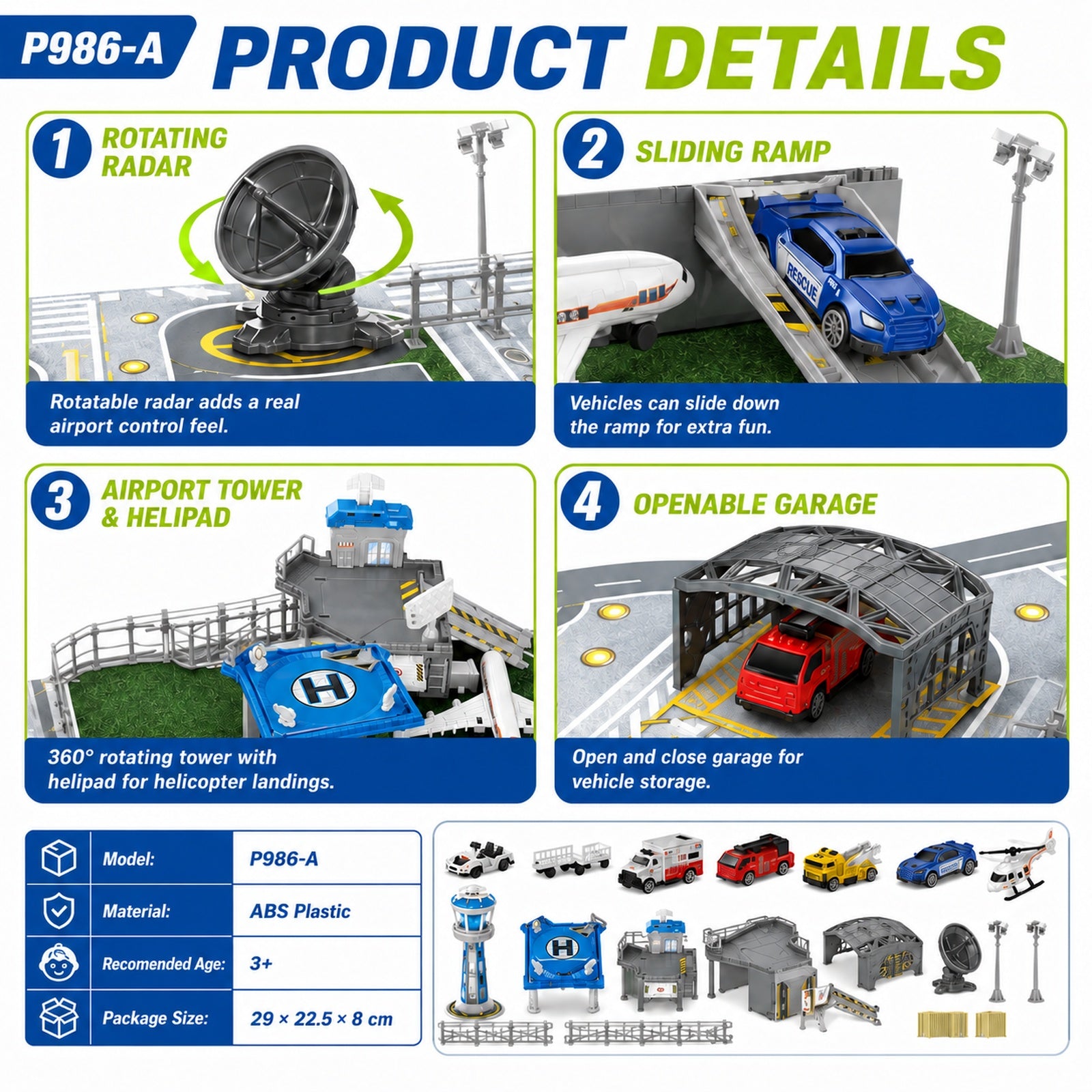 Aviation airport playset product detail and play features