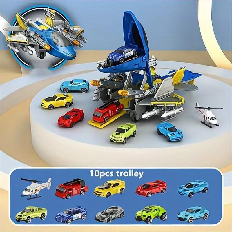 Military Fighter Model Children's Deformation Toys Simulation Puzzle Assembly Toys Car Toy Helicopter Set, Gift for Boys and Girls