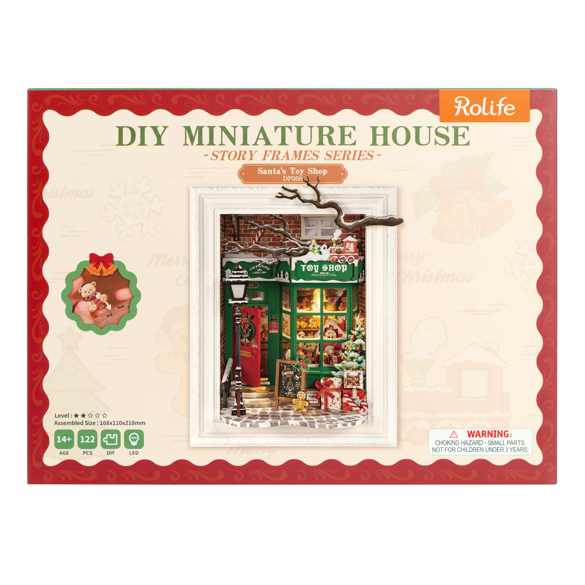 Santa's Toy Shop DIY 3D Wooden Puzzle - DP006 | Robotime Model Kit with LED Lights for Adults