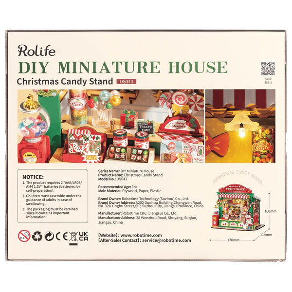 Robotime Christmas Candy Stand DIY 3D Wooden Puzzle - DS043 | with LED Lights & Music Box