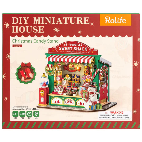 Robotime Christmas Candy Stand DIY 3D Wooden Puzzle - DS043 | with LED Lights & Music Box