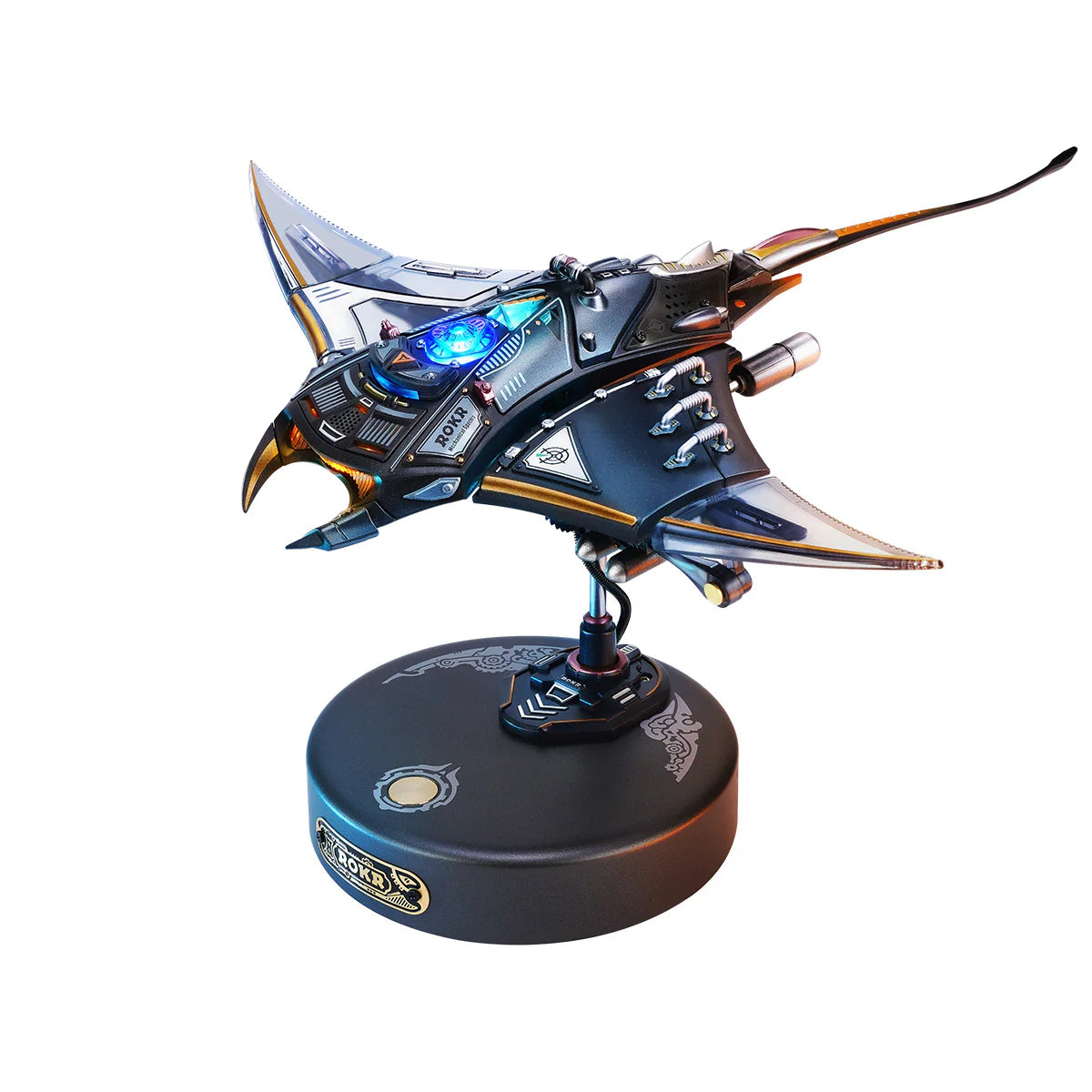 ROKR Manta Ray Mechanical 3D Puzzle Kit - MI06 | Wooden Ocean Model with Kinetic Fins for Adults & Teens