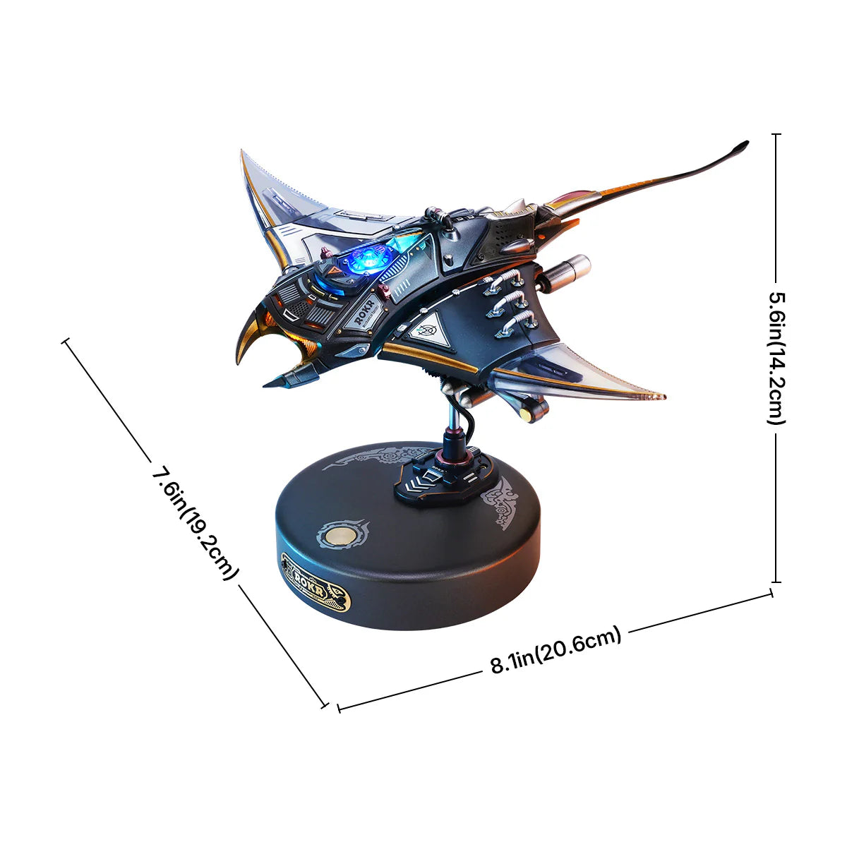 ROKR Manta Ray Mechanical 3D Puzzle Kit - MI06 | Wooden Ocean Model with Kinetic Fins for Adults & Teens