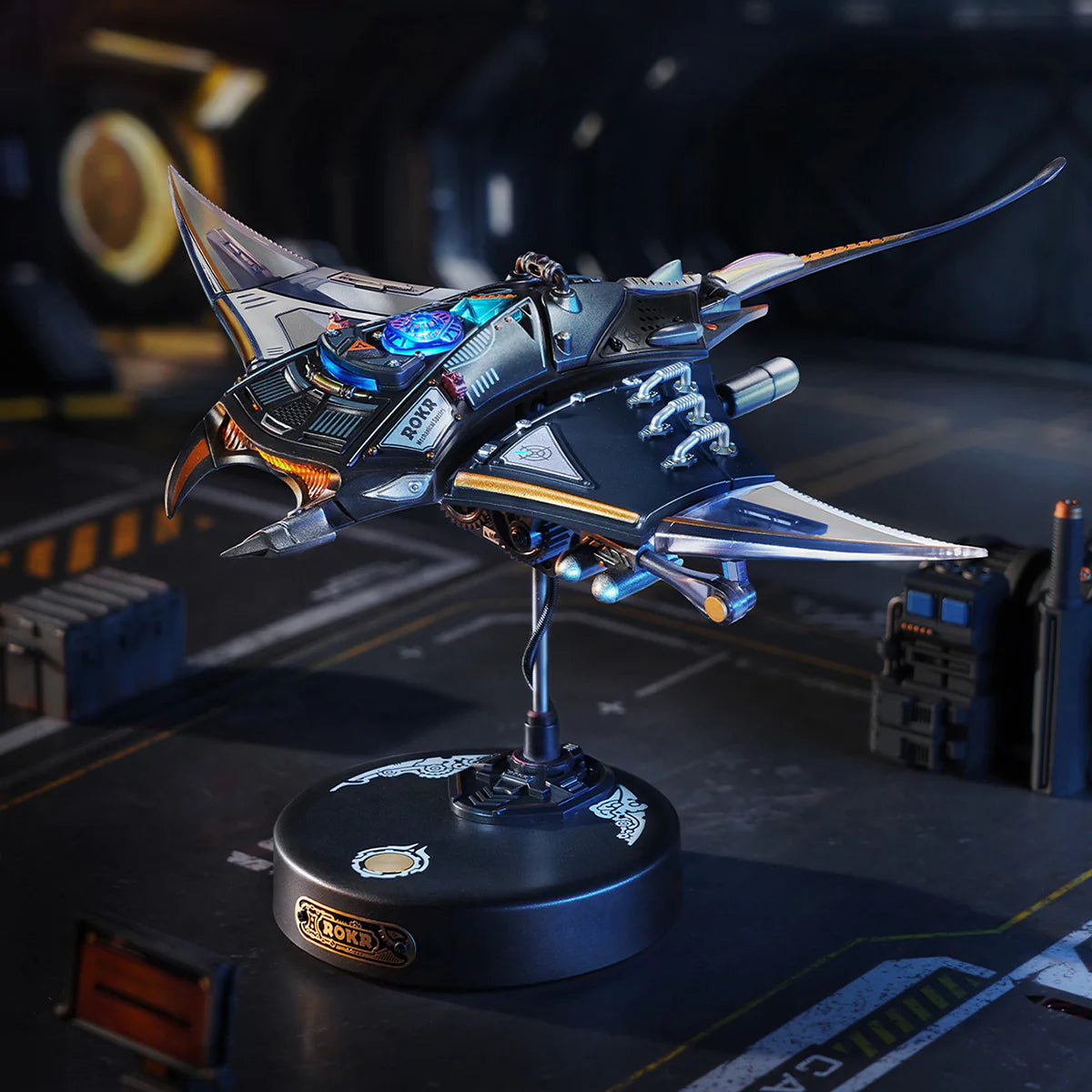 ROKR Manta Ray Mechanical 3D Puzzle Kit - MI06 | Wooden Ocean Model with Kinetic Fins for Adults & Teens