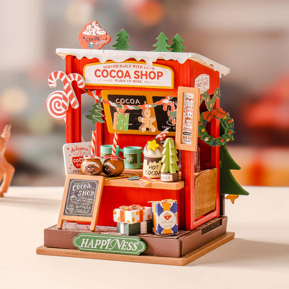 Rolife Cocoa Shop DIY Miniature Kit - DS042 | 3D Wooden Puzzle with LED Lights for Adults