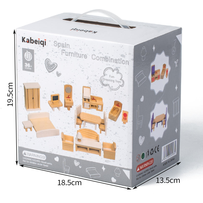 Packaging box dimensions for wooden dollhouse furniture set