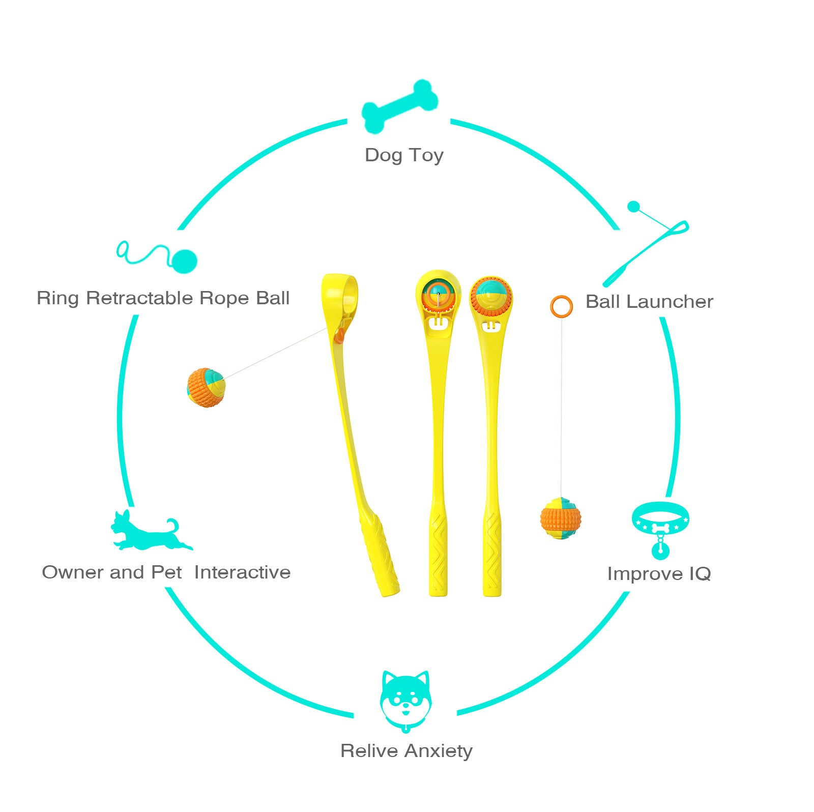 Interactive Ring Retractable Rope Ball Popular Dog Fun Toy Gift