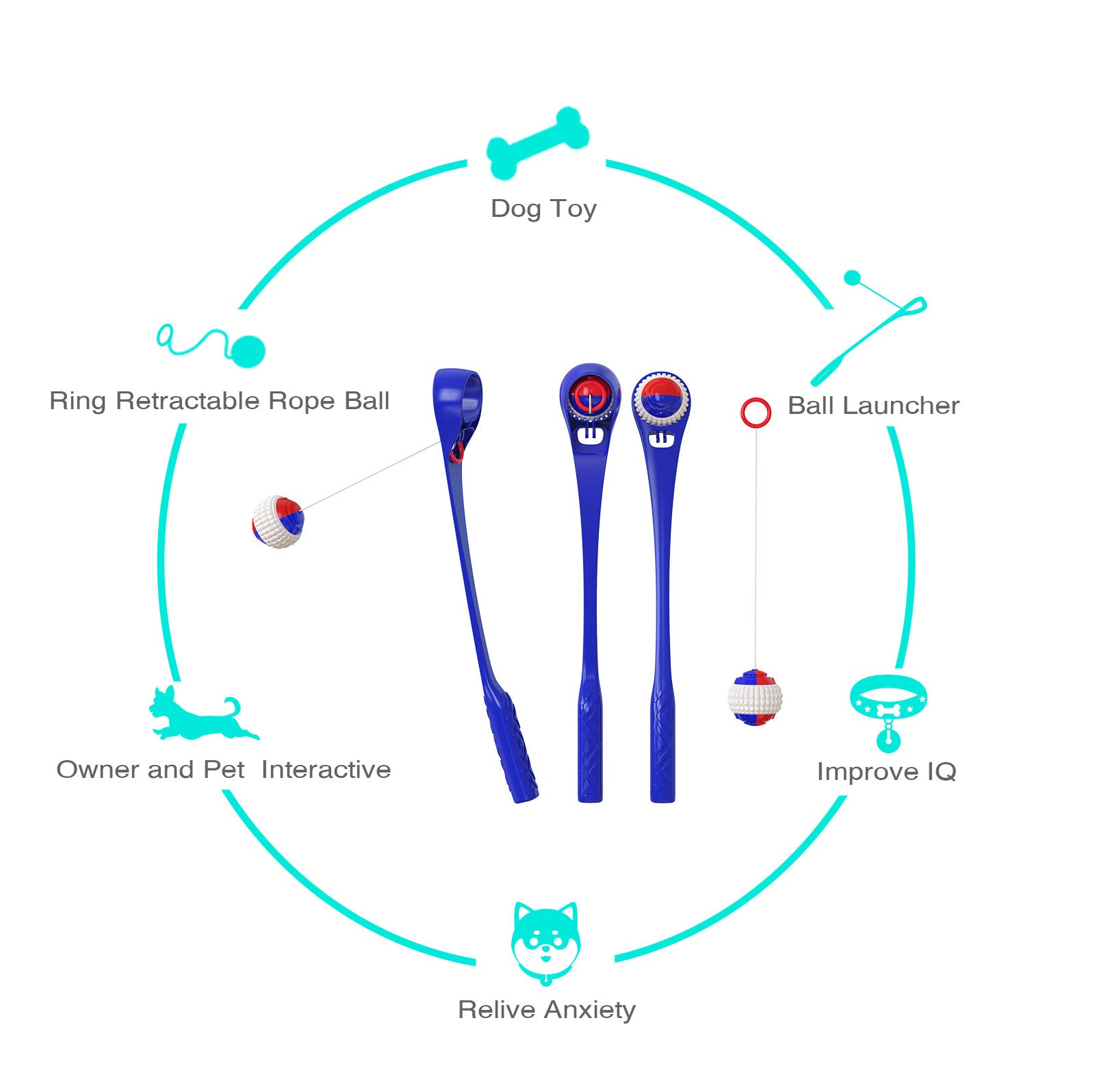 Interactive Ring Retractable Rope Ball Popular Dog Fun Toys