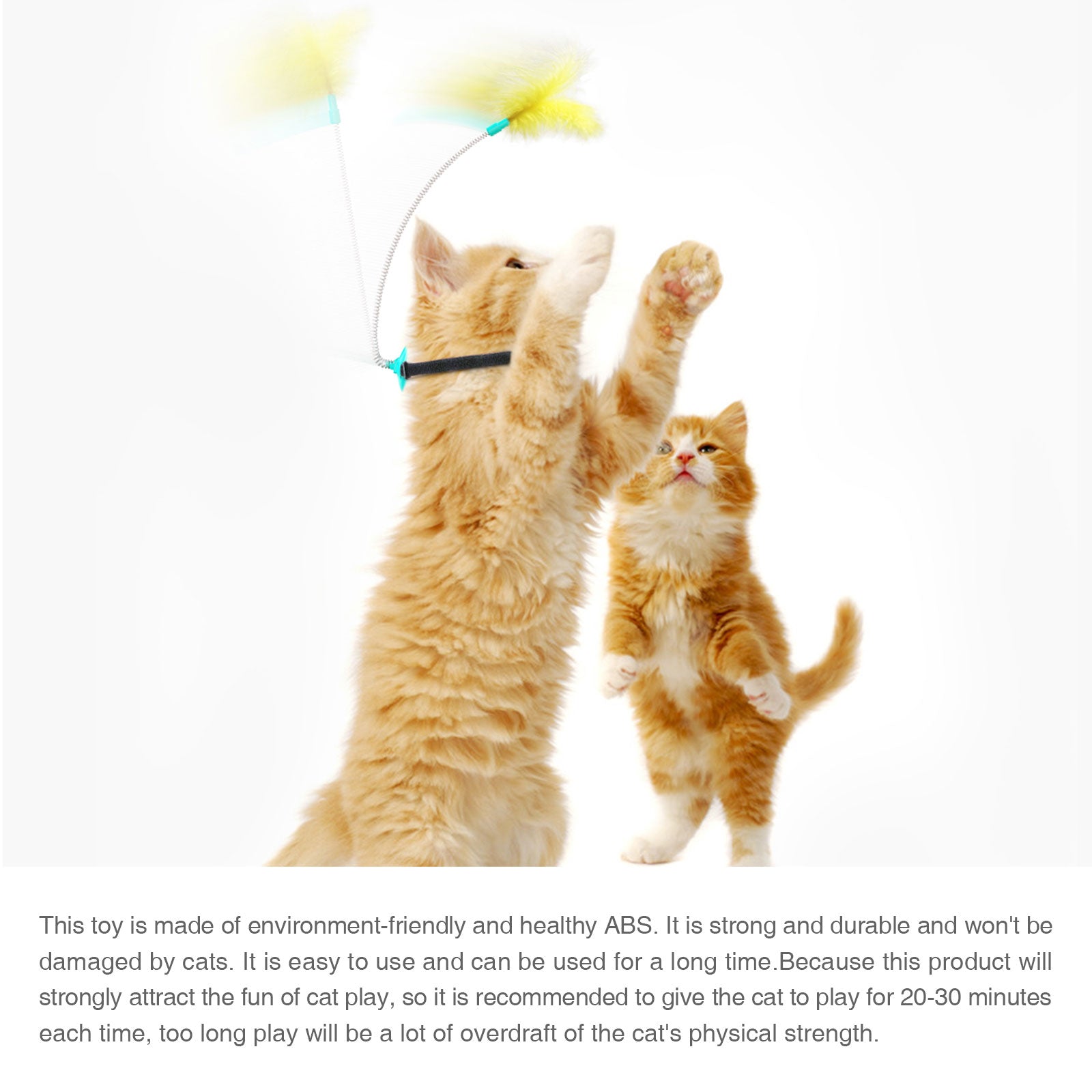 Cat Toys Feather Indoor Soft Silicone Collar and Bell Teaser Aqua