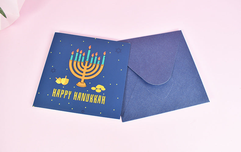 Premium Hanukkah Greeting Card – Handcrafted 3D Paper Art with Delicate Cut-Outs