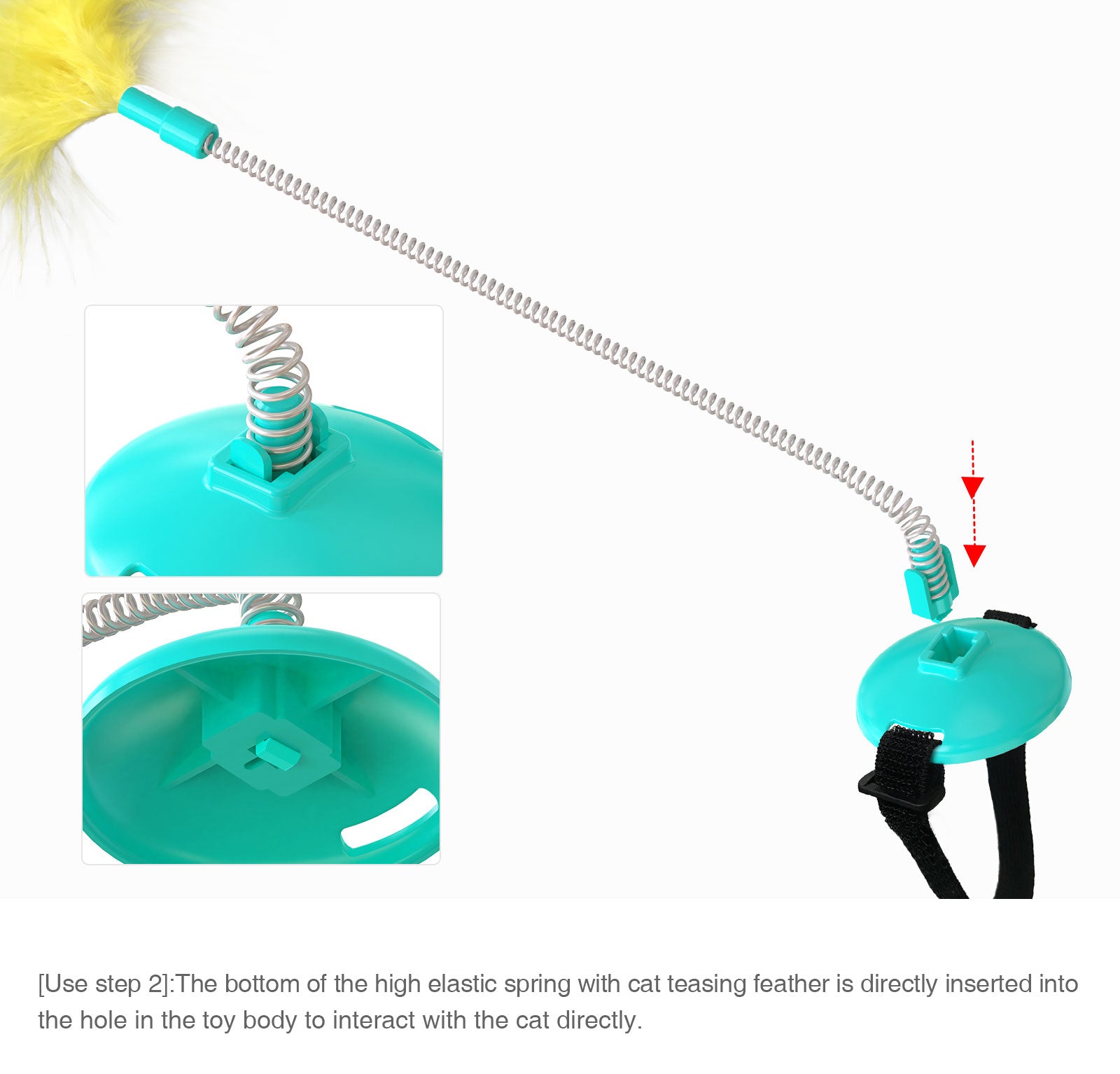 Cat Toys Feather Indoor Soft Silicone Collar and Bell Teaser Aqua