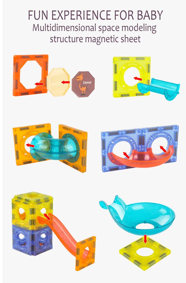 Magnetic Tiles 132pcs Magnetic 3D Educational Building Blocks Set Toys for Kids