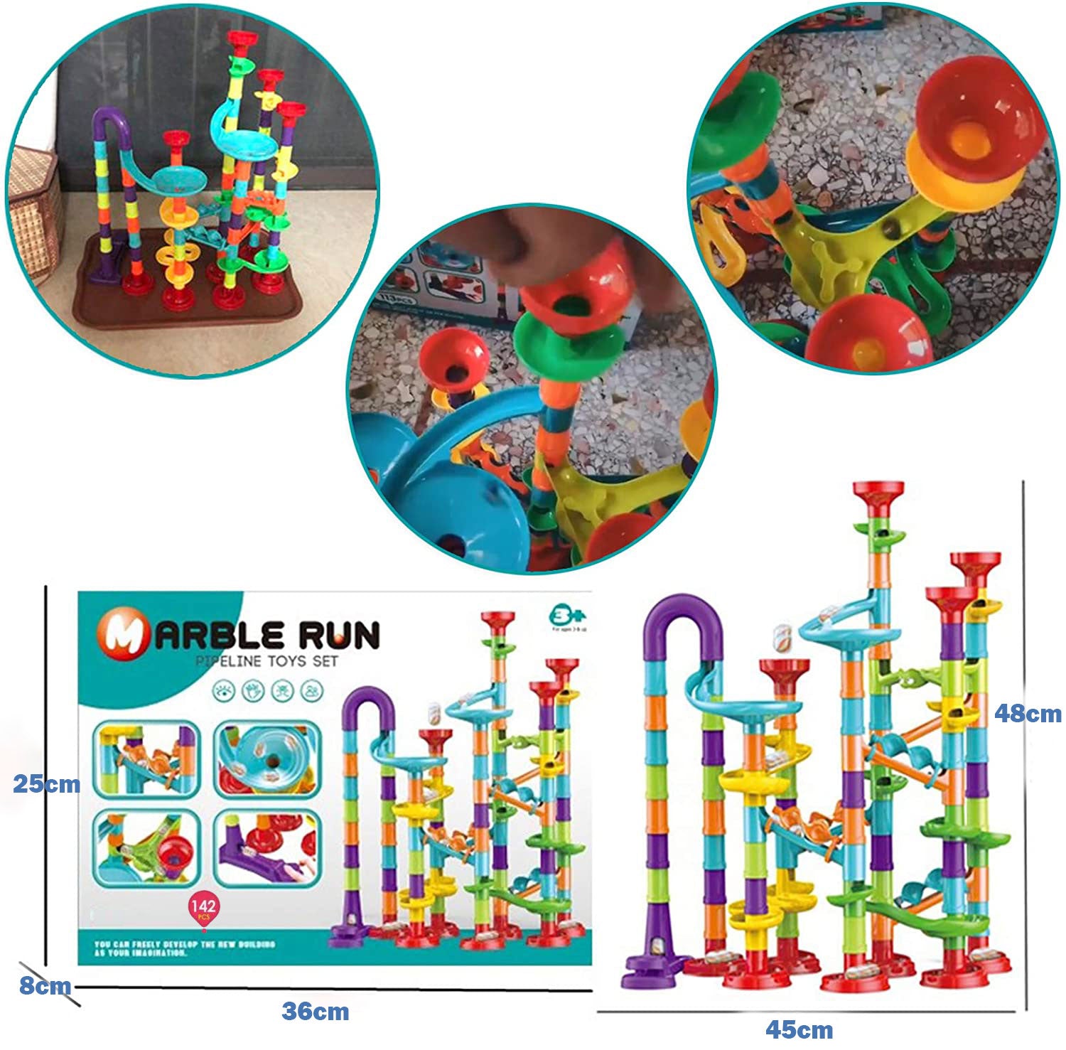 142pcs Large Marble Race Run Building Blocks Toys Educational Preschoo ...