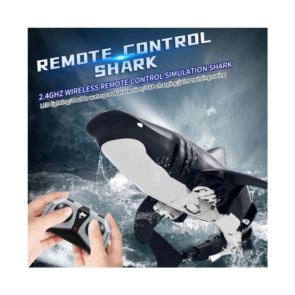 2.4G Remote Control Shark Boat Model Waterproof RC Toy BLACK with Light