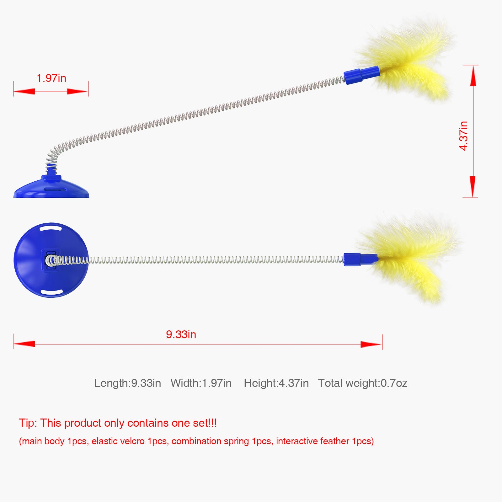 Cat Toys Cat Feather Indoor Soft Silicone Collar and Bell Teaser Blue