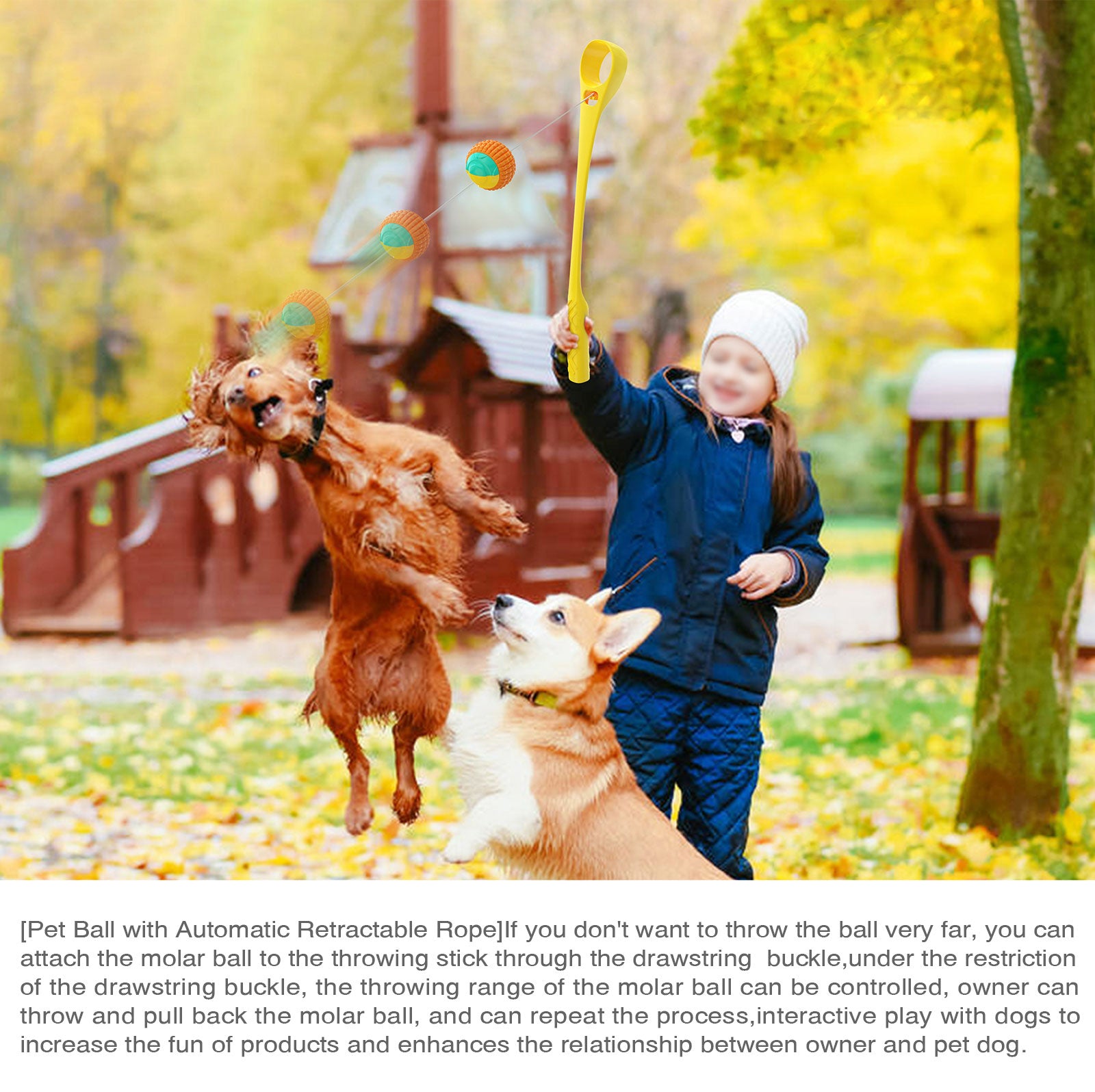 Interactive Ring Retractable Rope Ball Popular Dog Fun Toy Gift