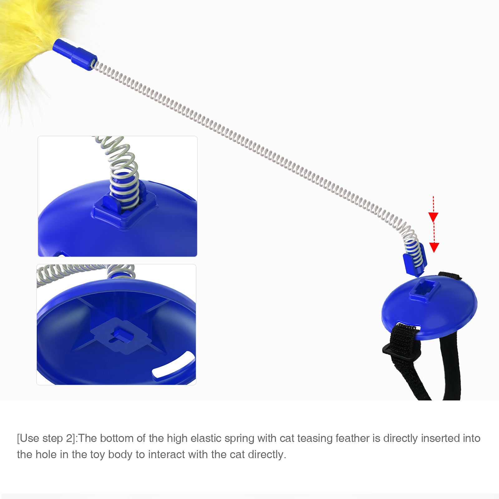 Cat Toys Cat Feather Indoor Soft Silicone Collar and Bell Teaser Blue