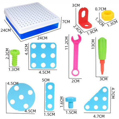 234pcs Mosaic Building Blocks Screws Nut DIY Puzzle Assemble Toy Set Child Gift