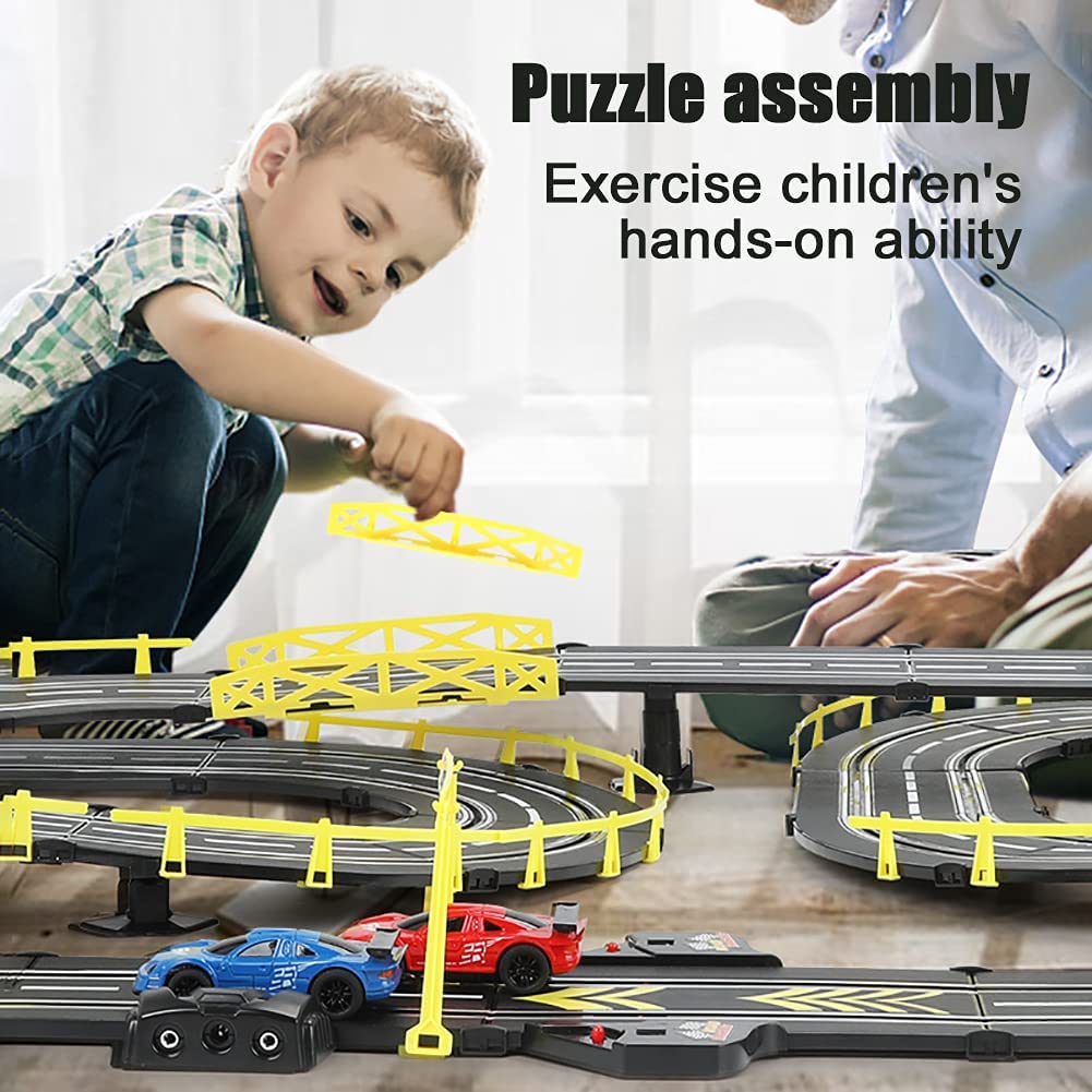 21.2 m Electric Track Racing Slot Sets Two Cars Controls Kids Vehicle Toys Gift