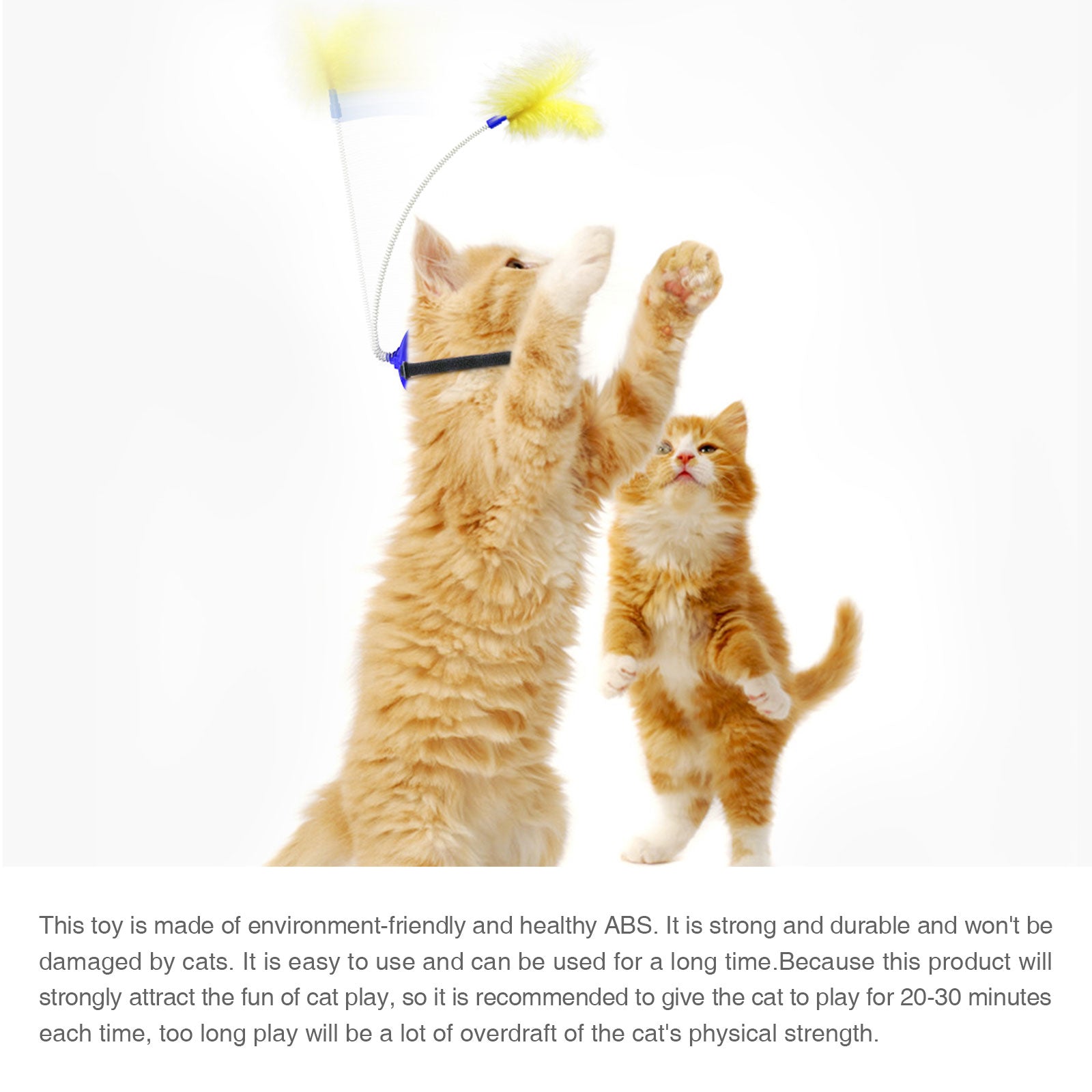 Cat Toys Cat Feather Indoor Soft Silicone Collar and Bell Teaser Blue