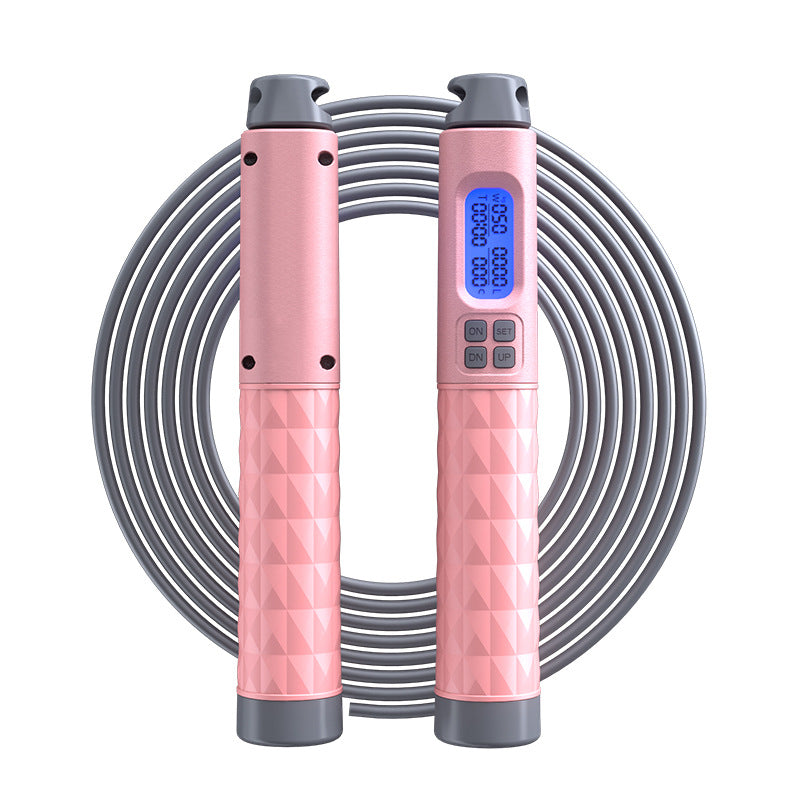 2-IN-1 Smart Cordless Skipping Rope With Digital Counter Non-slip Handle for Gym Sports Fitness - Pink/Gray