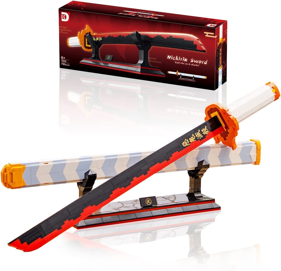 790Pcs Demon Slayer Swords Splicing Building Block Model  Blocks Toys Cosplay Anime Katana Samurai Nichirin Sword Set with Scabbard and Stand