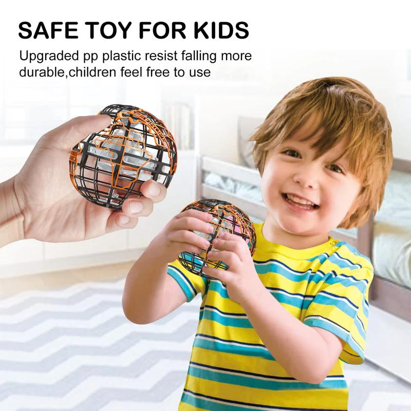 360 Flying Spinning Mini Earth LED Chargeable Light Orb Toy Hand and Remote Controlled Drone for Kids and Adults Grey