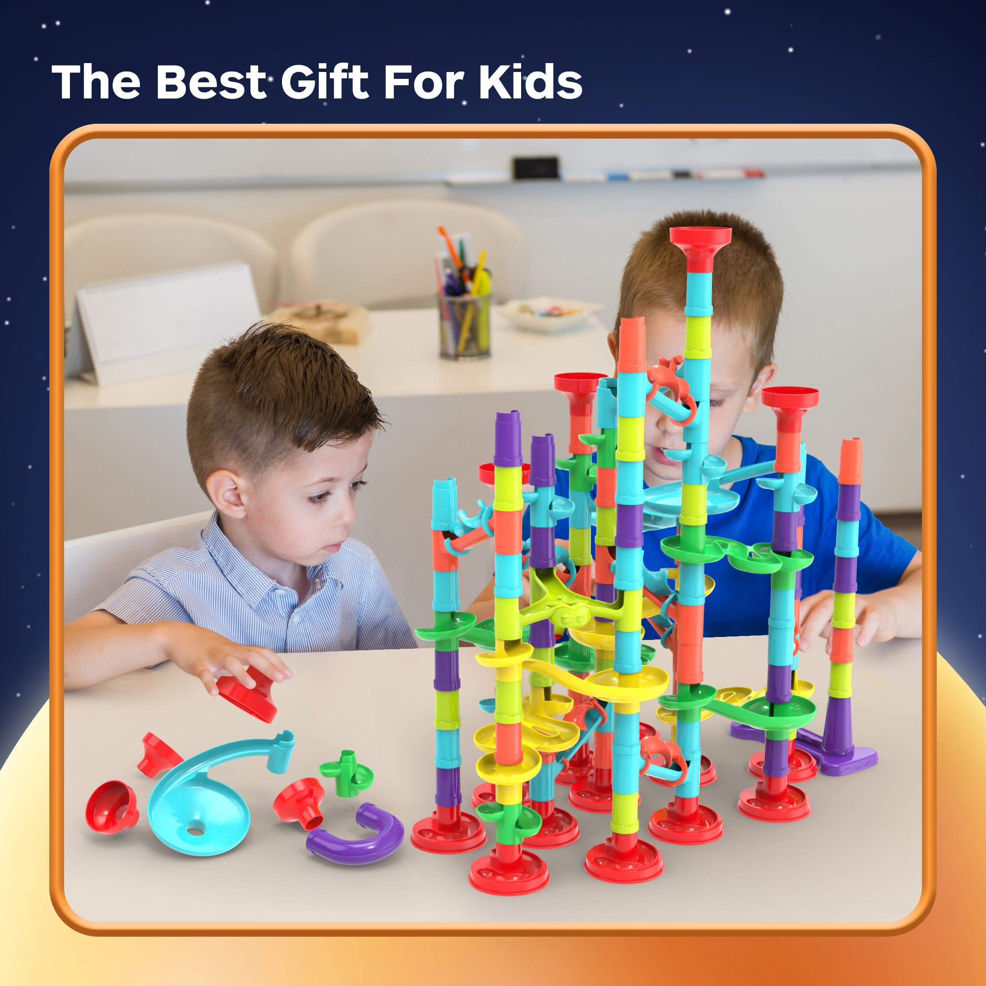 Fonderland 208pcs Marble Race Run Building Blocks with Luminous Beads Toys Educational Preschool Kids Large Deluxe Set