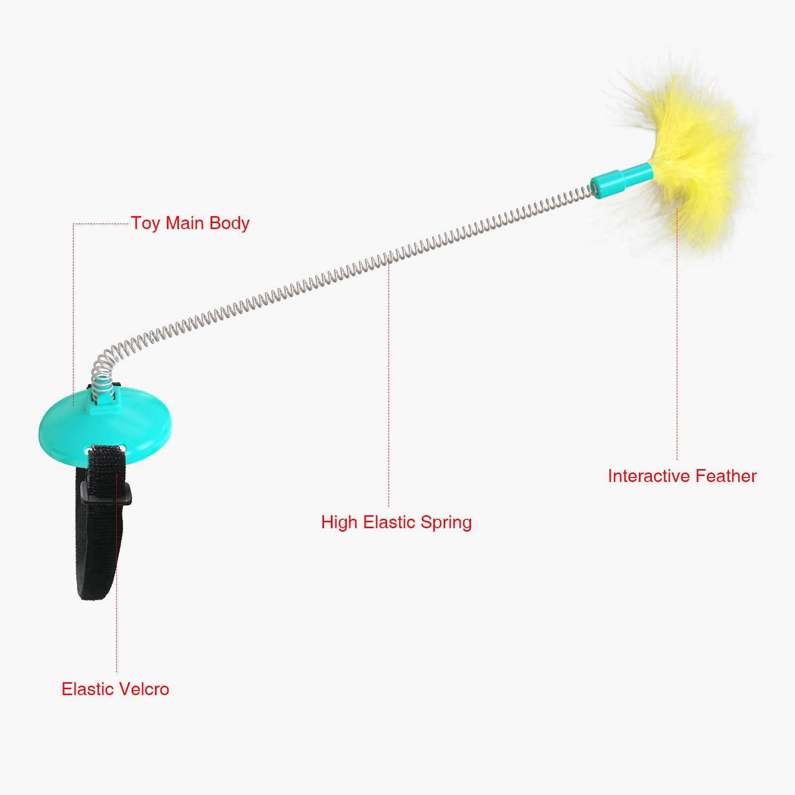 Cat Toys Feather Indoor Soft Silicone Collar and Bell Teaser Aqua