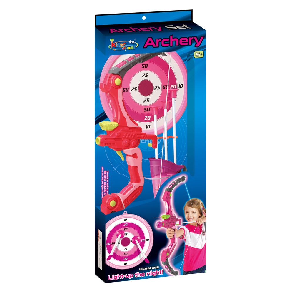 Light Up Laser Aiming Bow With 3 Suction Cup Arrows Kids Archery Toys Set Girls
