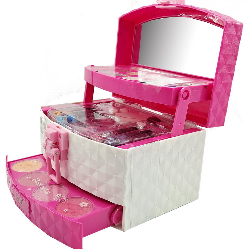 Kid Girls Makeup Set Jewellery Box Style Cosmetic Pretend Play Kit Princess Toy