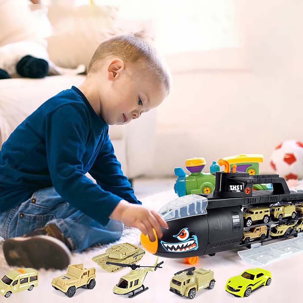 Submarine Carrier Play Set Kids Boys Toys Gift 6 Transport Models Pack Carrycase