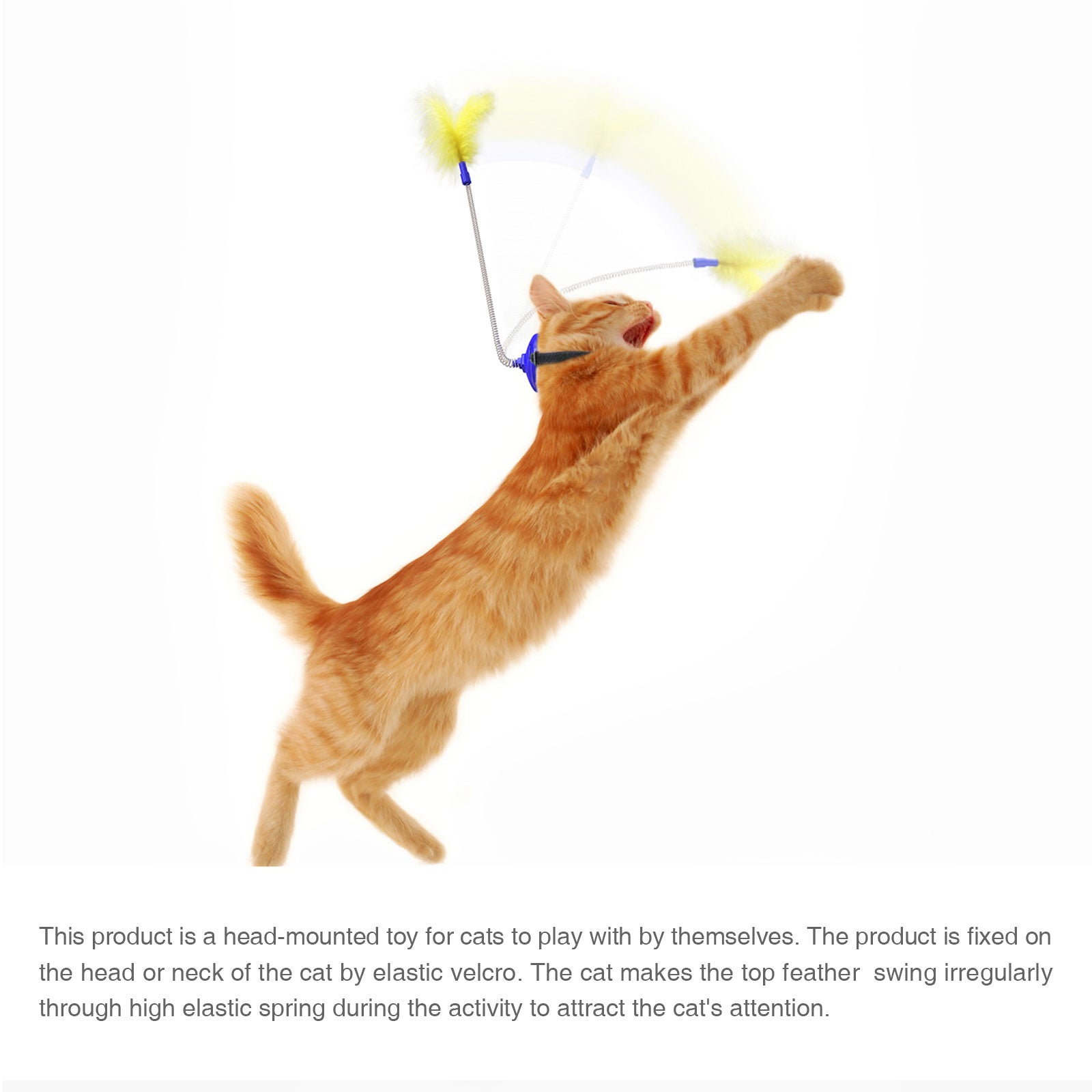 Cat Toys Cat Feather Indoor Soft Silicone Collar and Bell Teaser Blue