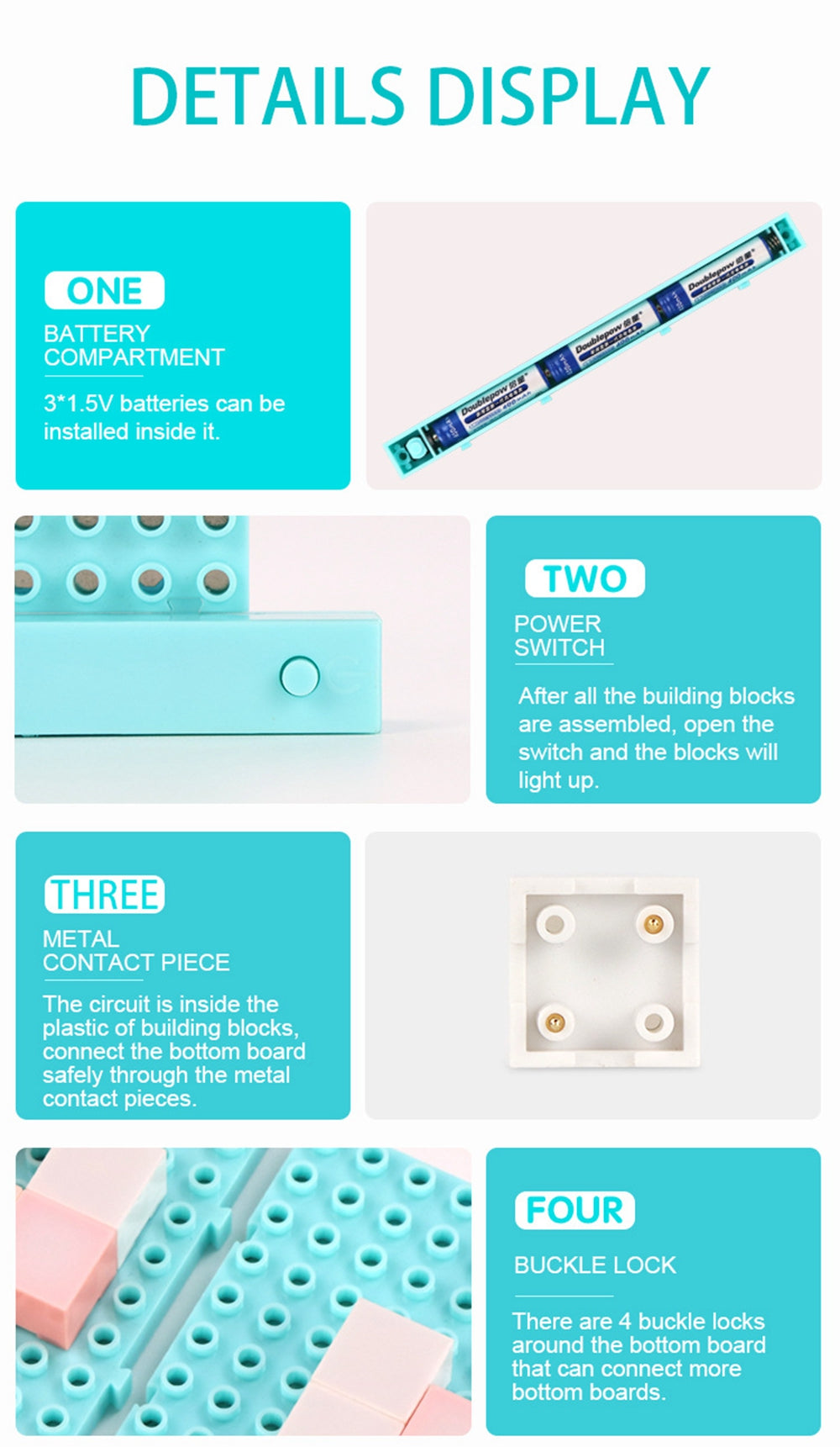 40pcs Diy Electonic Building Block Led Flashing Light Multi-Creative Assembling Flashing Light Electronic Puzzle